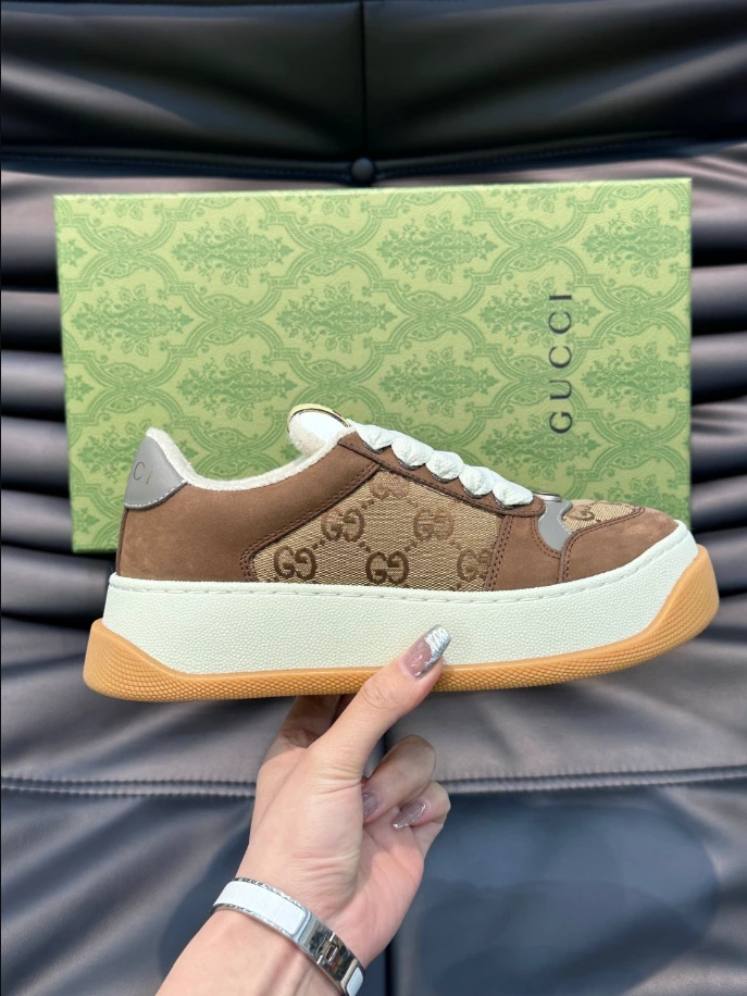 GUCCI SCREENER GG SNEAKERS BEIGE AND EBONY ORIGINAL GG CANVAS – GC172 - DEEPREPS