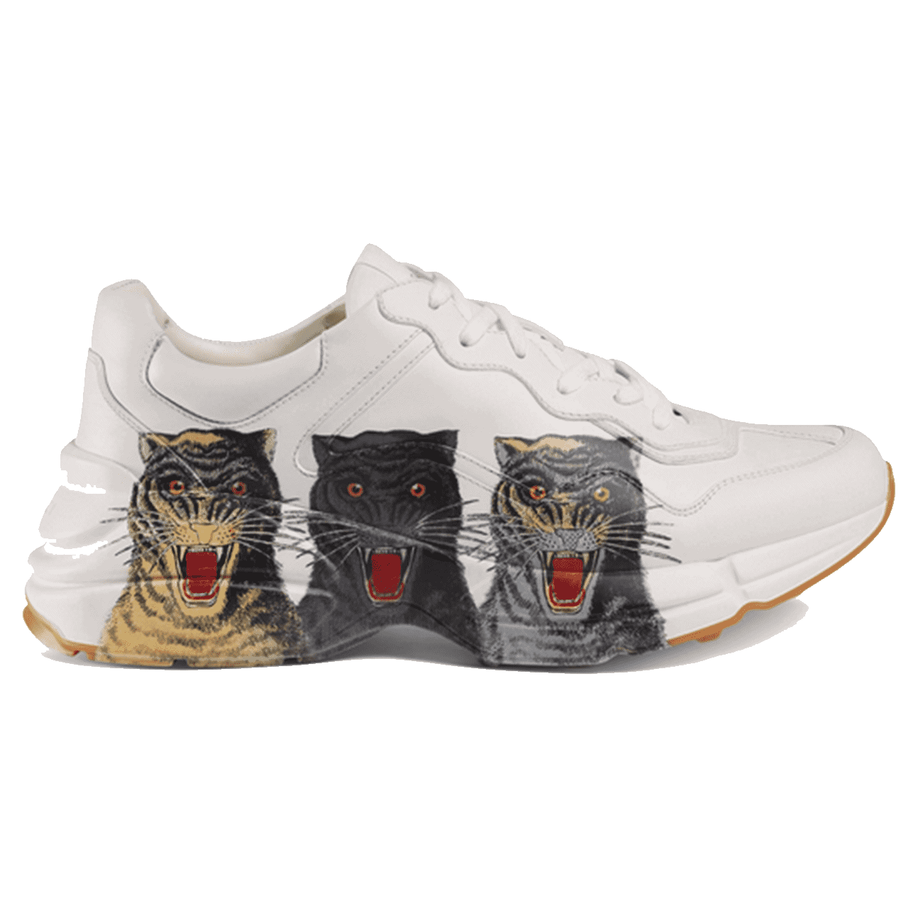 GUCCI RHYTON LEATHER SNEAKER WITH TIGERS - DEEPREPS