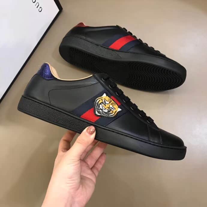 GUCCI TIGER ACE EMBROIDERED SNEAKER BLACK – GC49 - DEEPREPS