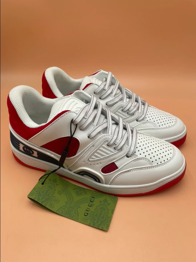 GUCCI BASKET SNEAKERS IN WHITE AND RED – GC182 - DEEPREPS