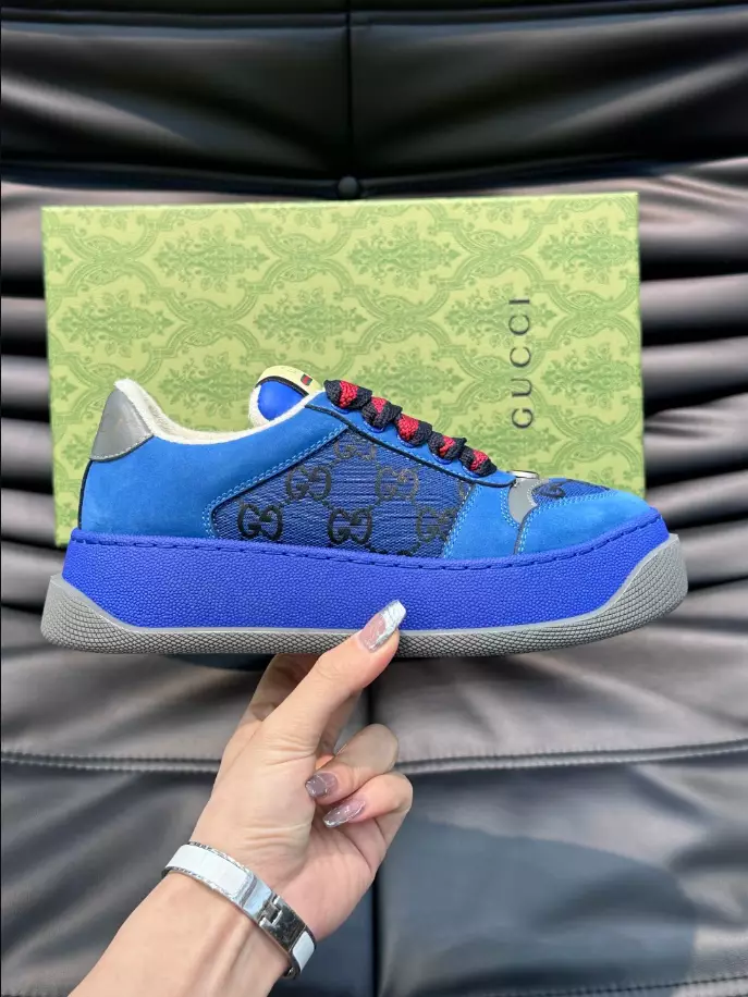 GUCCI SCREENER GG SNEAKERS BLUE AND BLACK GG CANVAS – GC175 - DEEPREPS