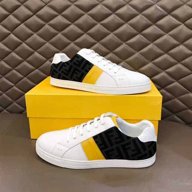 FENDI FF LOGO PRINT LOW-TOP SNEAKERS   FD17 - DEEPREPS