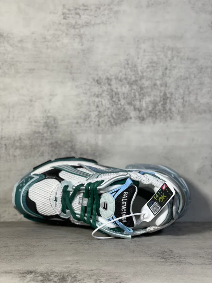 BALENCIAGA RUNNER SNEAKER IN WHITE, GREEN AND BLUE MESH AND NYLON   BB268 - DEEPREPS