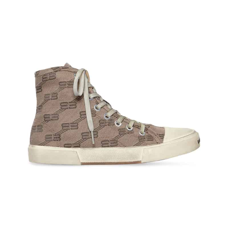 BALENCIAGA MEN S PARIS HIGH TOP TRAINERS BB MONOGRAM IN BEIGE   BB209 - DEEPREPS