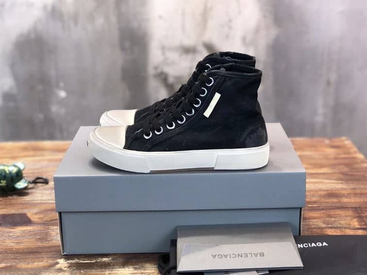 BALENCIAGA MEN S PARIS HIGH TOP TRAINERS IN BLACK   BB210 - DEEPREPS