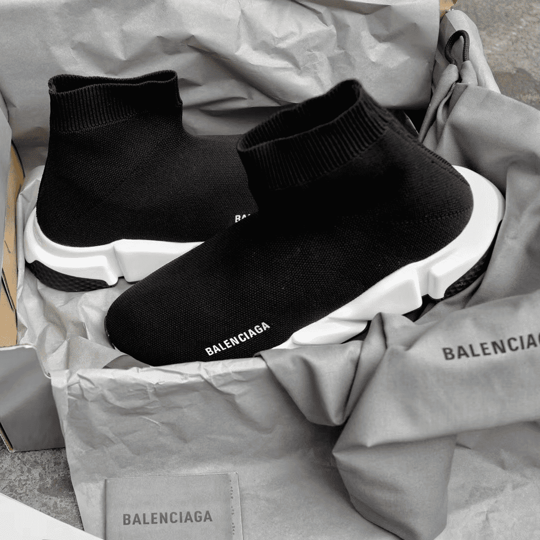 BALENCIAGA SPEED TRAINER BLACK WHITE   BB10 - DEEPREPS