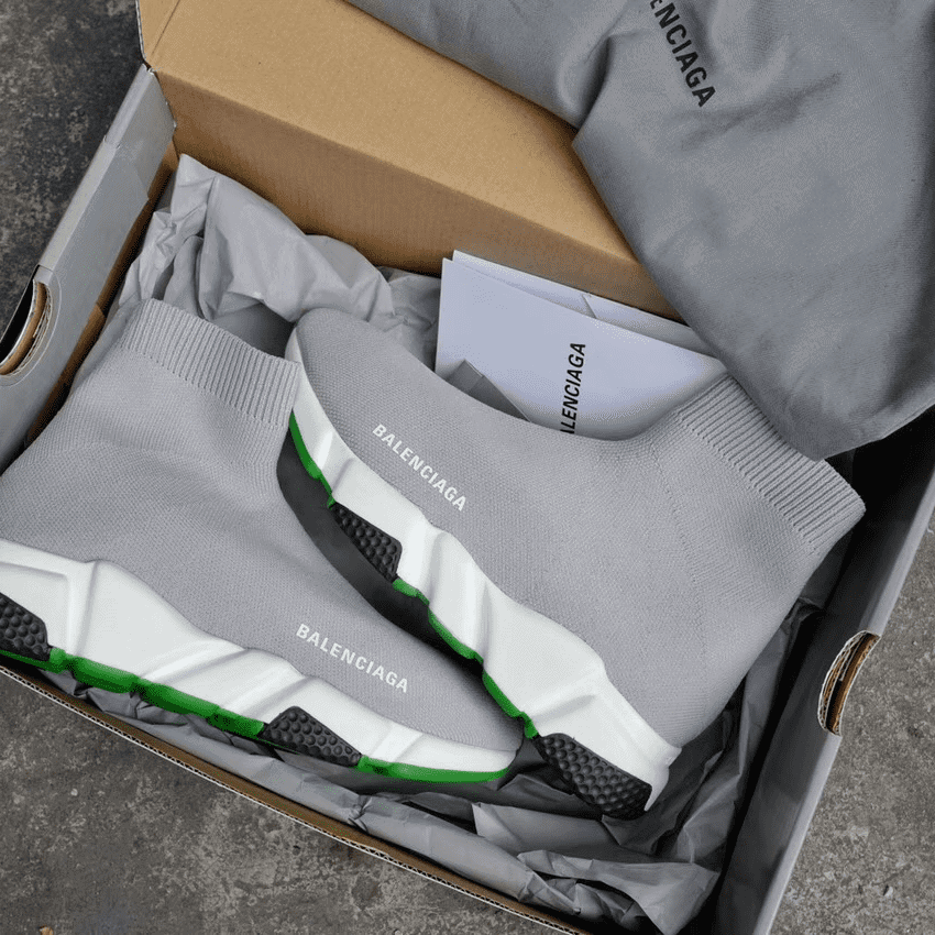 BALENCIAGA SPEED TRAINER METALLIC SILVER NEON   BB19 - DEEPREPS