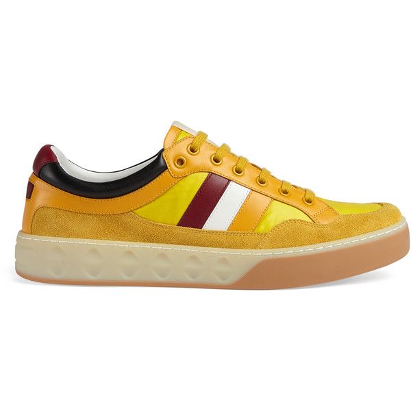 GUCCI MEN S YELLOW LEATHER AND NYLON SNEAKERS   GC63 - DEEPREPS