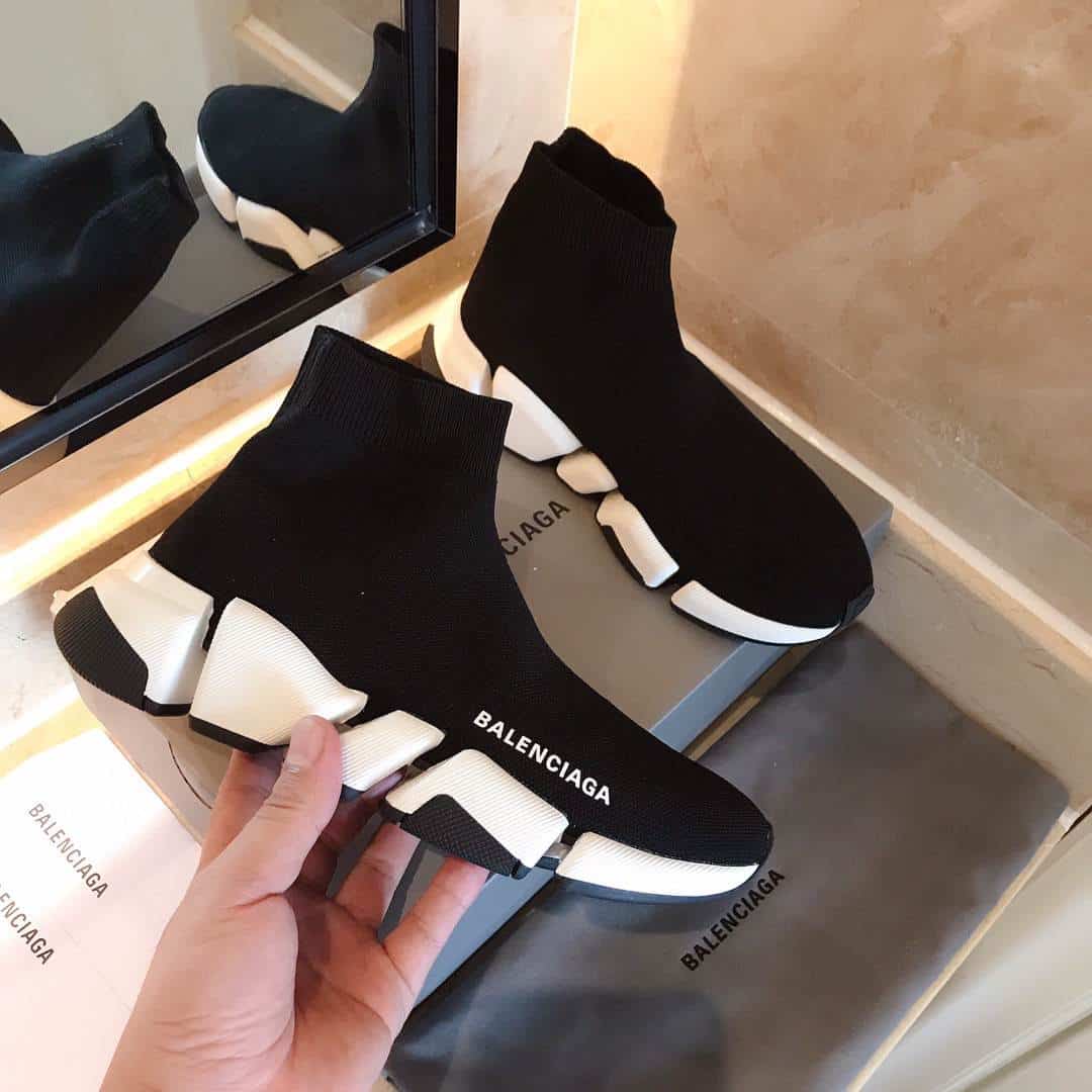 BALENCIAGA SPEED 2020 TRAINER BLACK WHITE   BB51 - DEEPREPS
