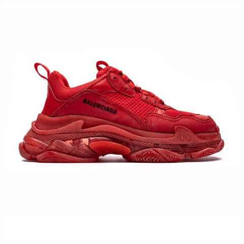 BALENCIAGA TRIPLE S CLEAR SOLE SNEAKER IN RED   BB171 - DEEPREPS