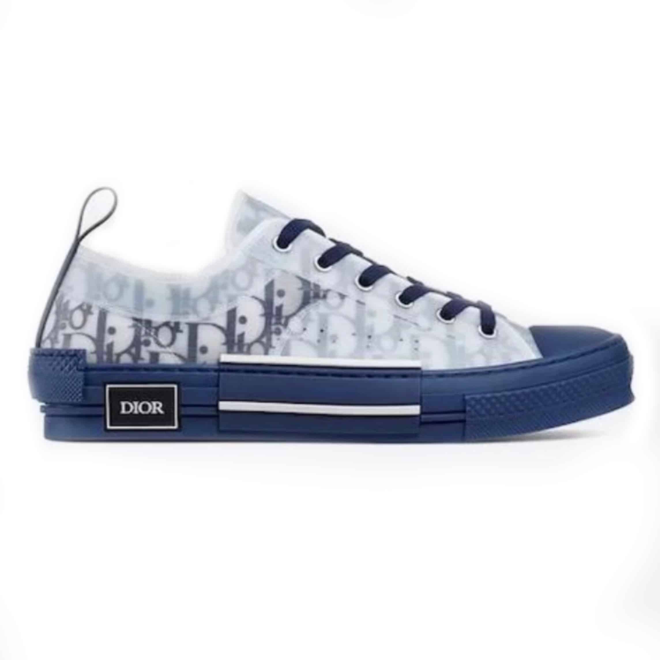 DIOR B23 LOW-TOP SNEAKER IN BLUE DIOR OBLIQUE   CD28 - DEEPREPS