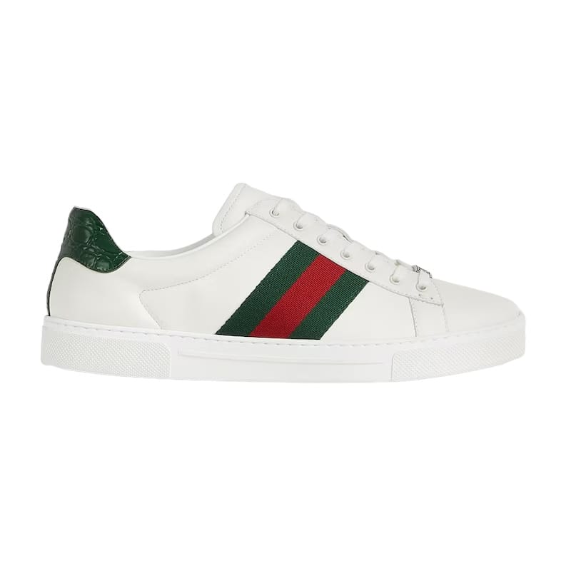 GUCCI ACE LEATHER SNEAKER WITH GREEN CROCODILE   GC229 - DEEPREPS