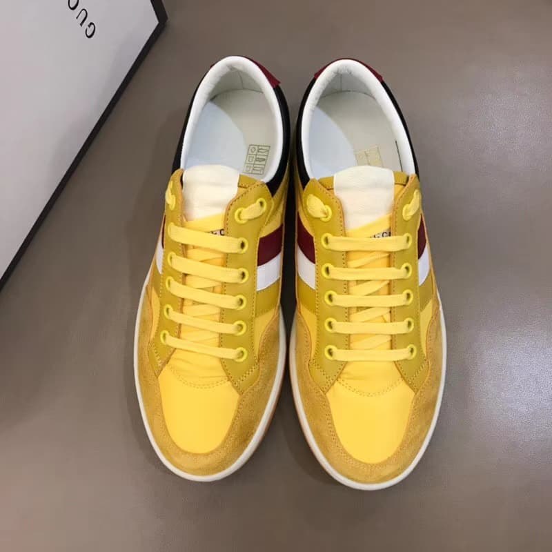 GUCCI MEN S YELLOW LEATHER AND NYLON SNEAKERS   GC63 - DEEPREPS