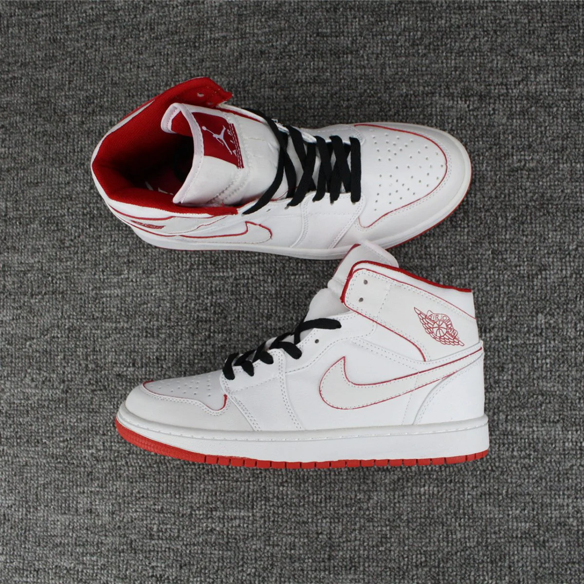 JORDAN 1 RETRO MID x WHITE GYM RED BLACK - DEEPREPS
