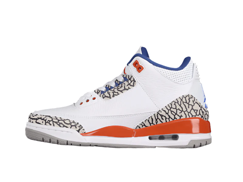 AIR JORDAN 3 RETRO KNICKS WHITE/OLD ROYAL-UNIVERSITY ORANGE-TECH GREY - DEEPREPS