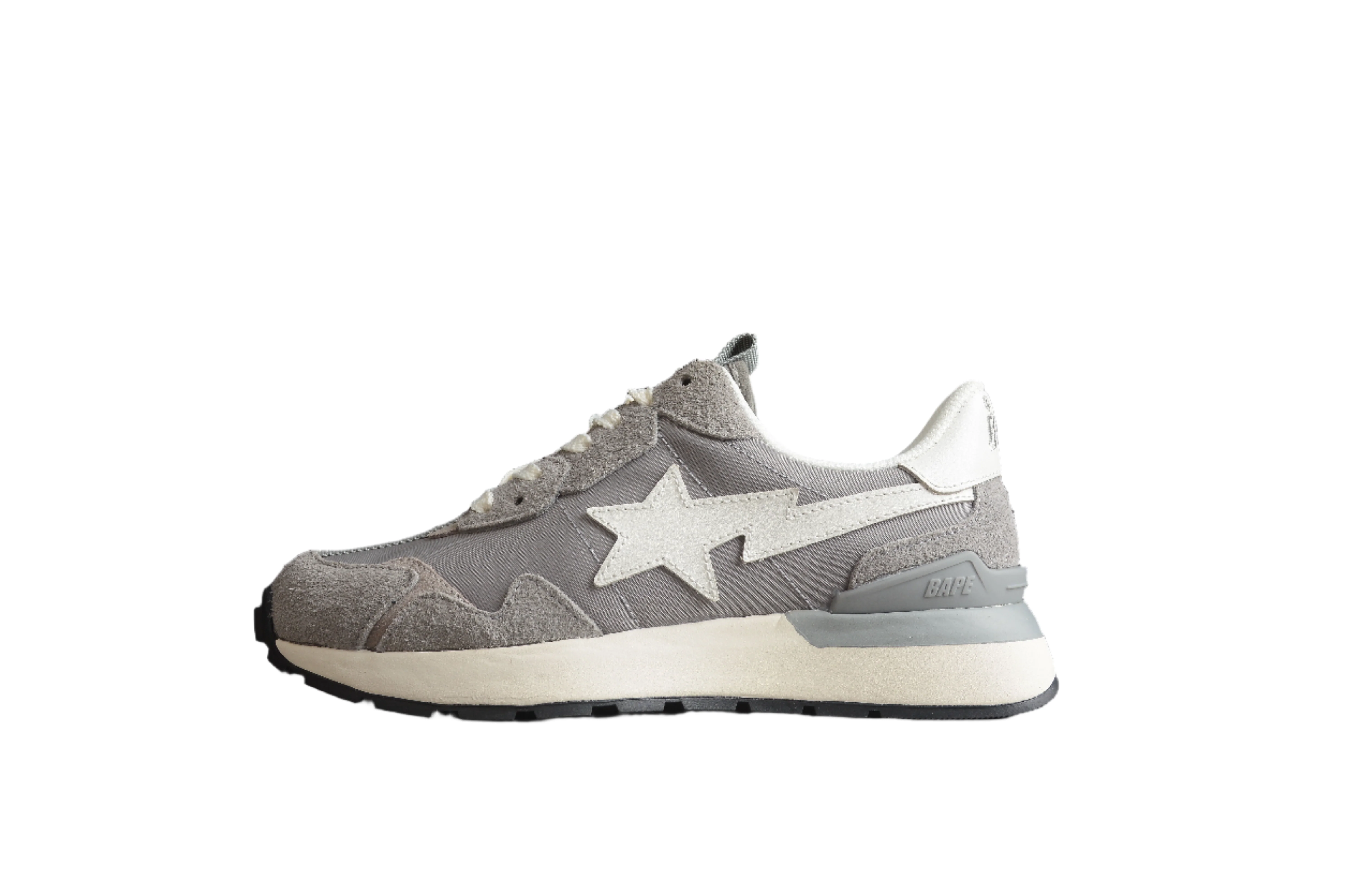 BAPE STA Runner Sneakers in Grey and White - DEEPREPS