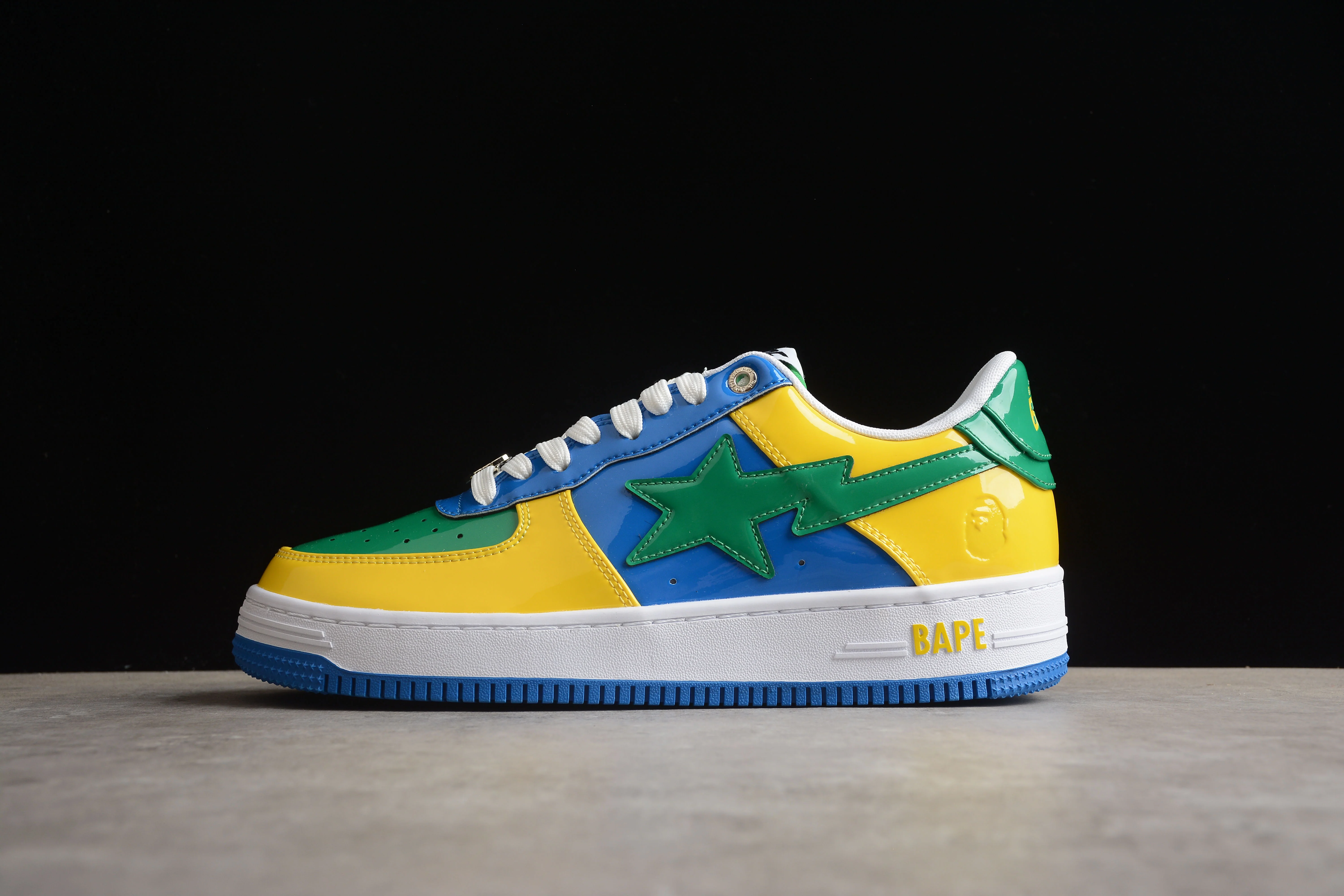 BAPE STA Low-Top Sneakers in Green, Blue, and Yellow - DEEPREPS