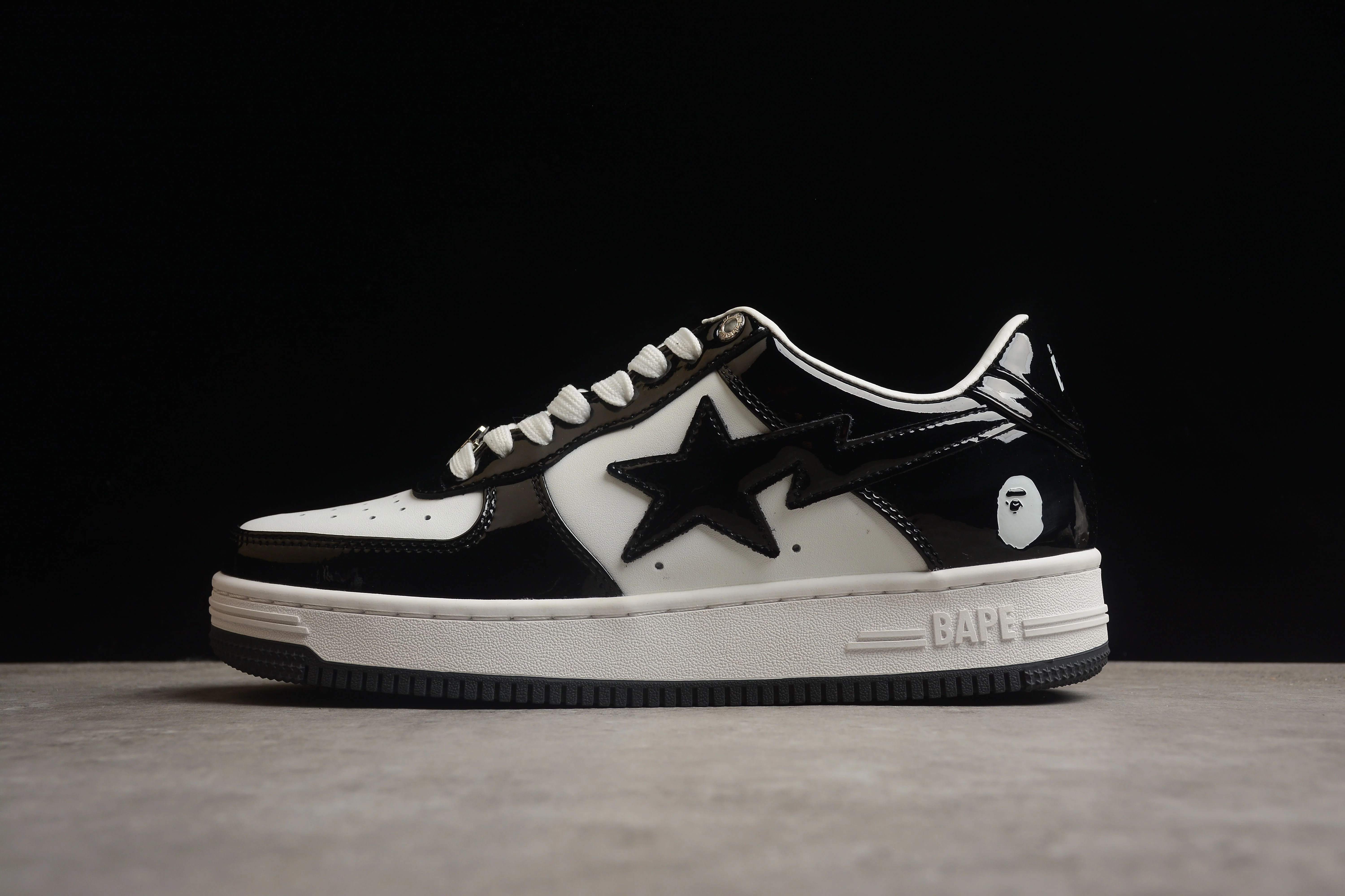 BAPE STA Low-Top Sneakers in Black and White - DEEPREPS