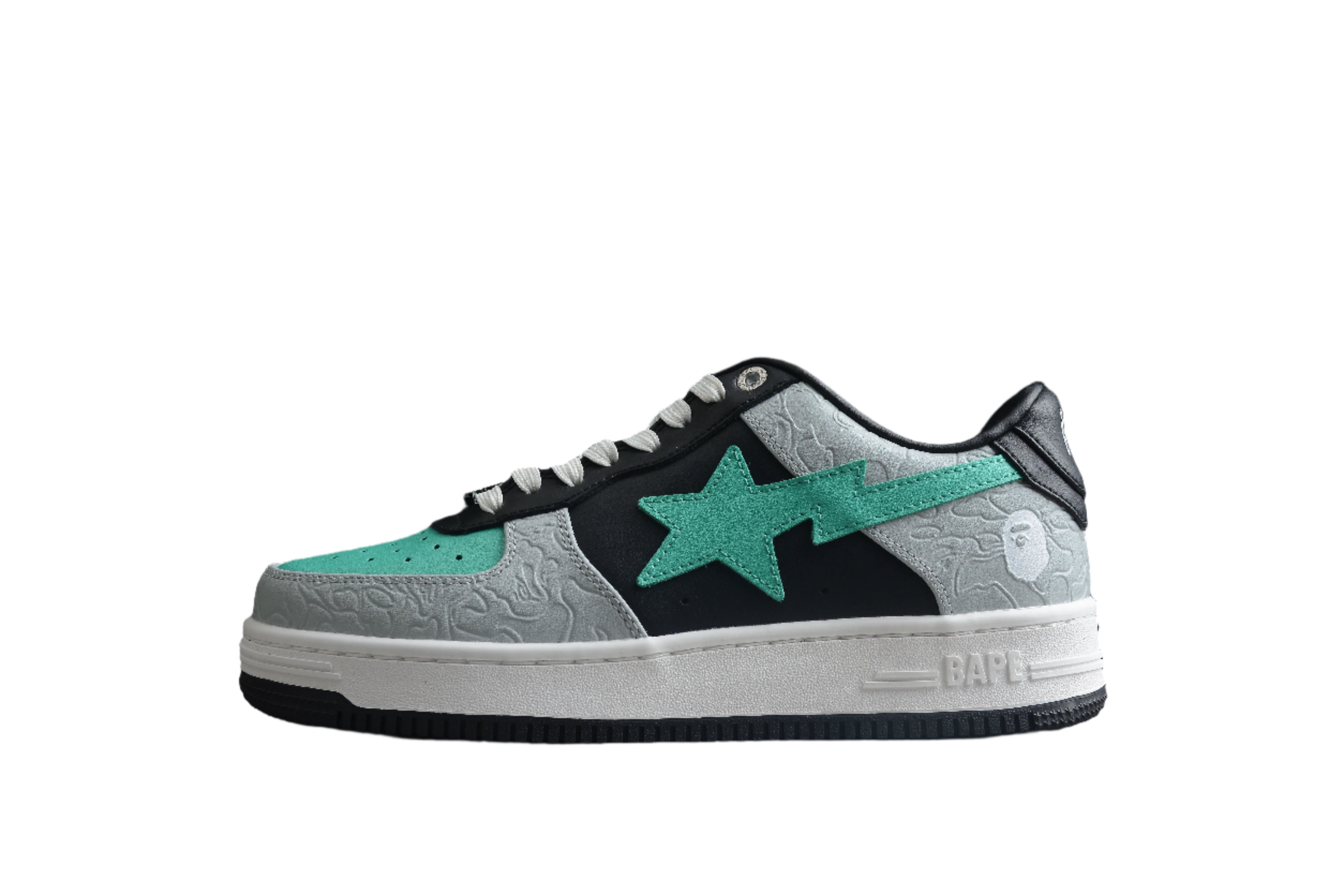 BAPE STA Low-Top Aqua and Grey Sneakers - DEEPREPS
