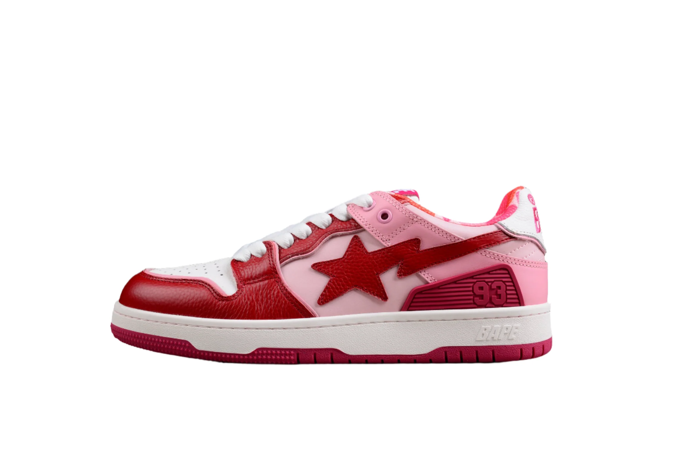 BAPE STA Low-Top Sneakers in Red and Pink - DEEPREPS