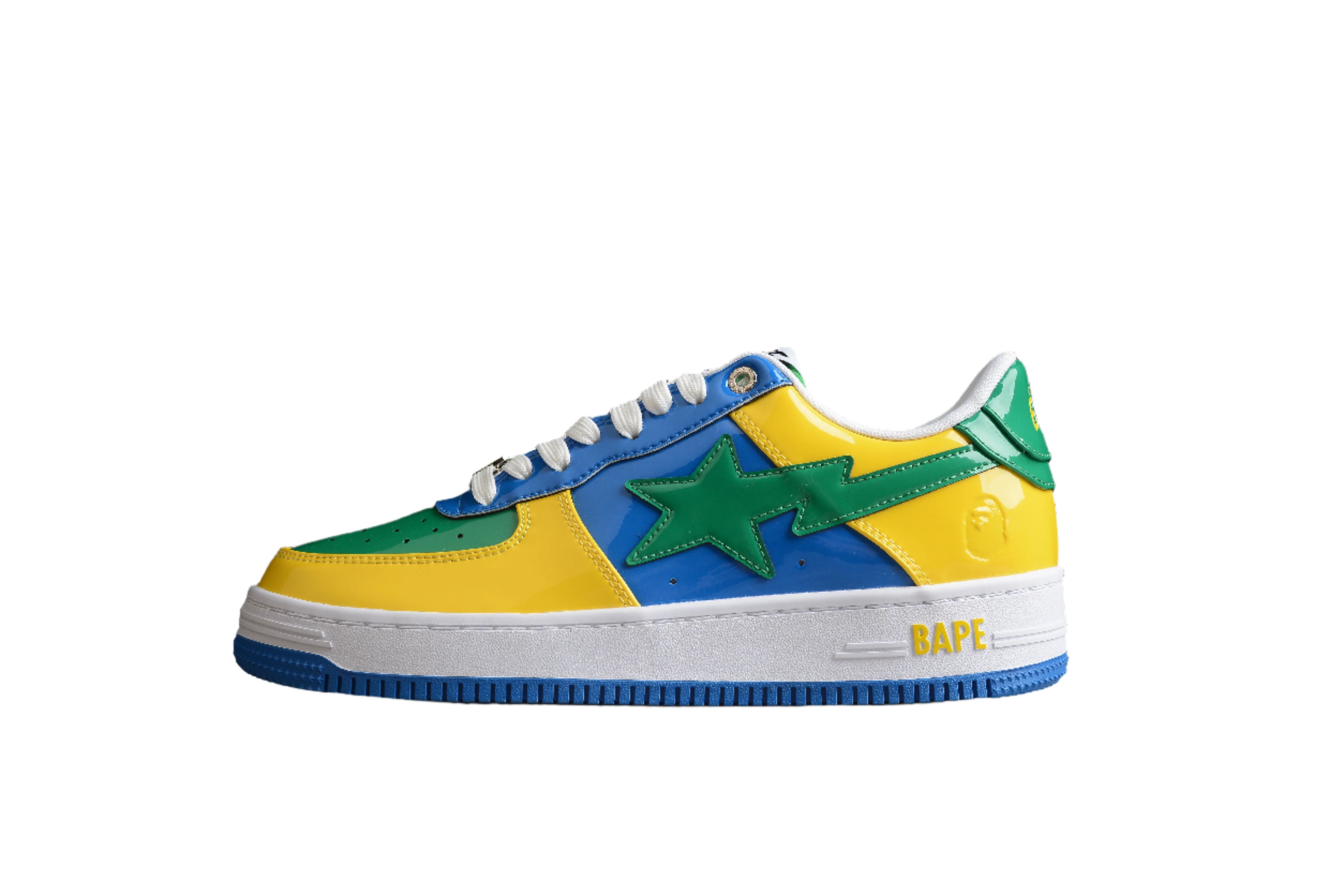 BAPE STA Low-Top Sneakers in Green, Blue, and Yellow - DEEPREPS