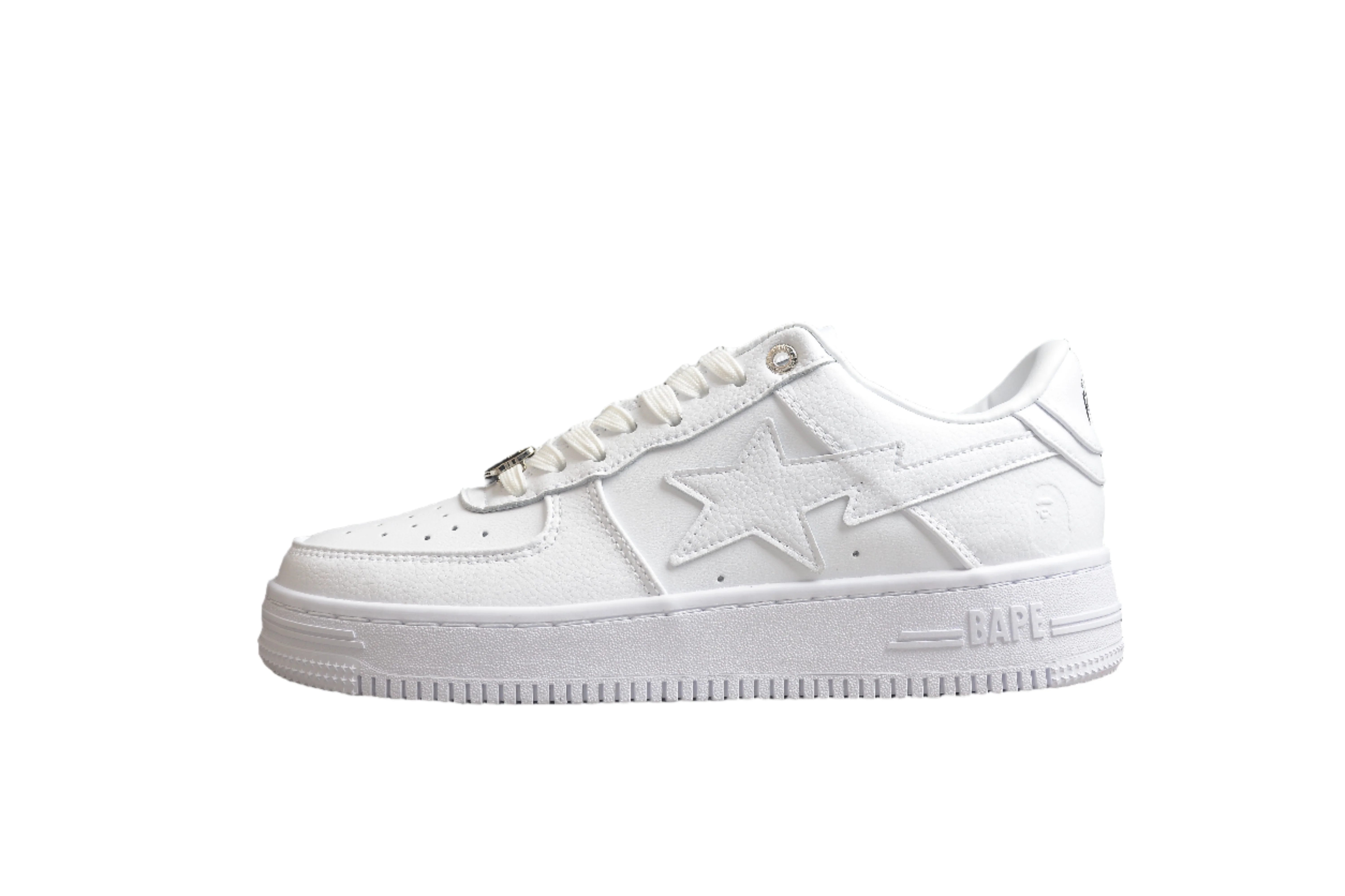 BAPE STA Low-Top Sneakers in All-White - DEEPREPS