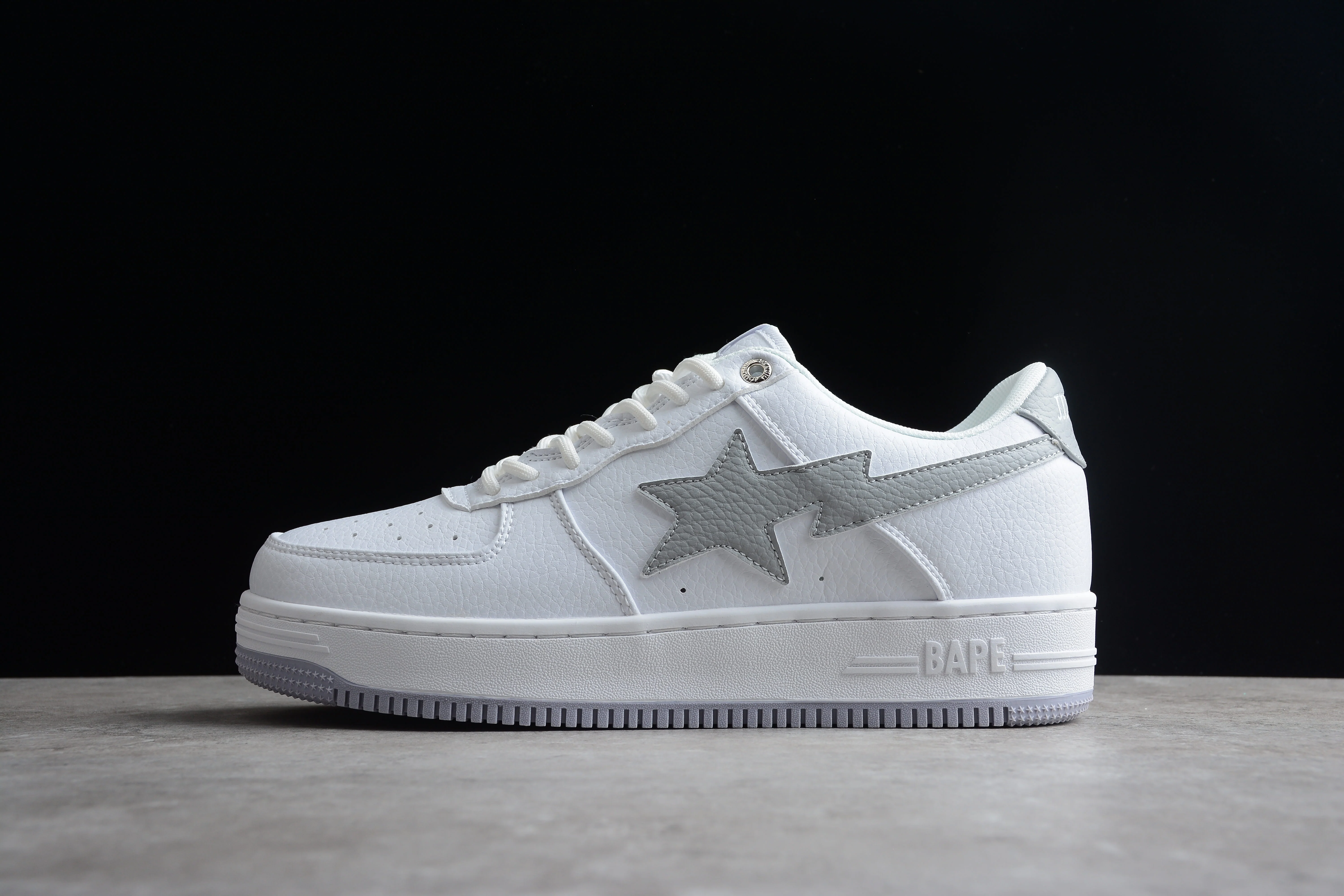 BAPE STA Low-Top Sneakers in White and Gray - DEEPREPS