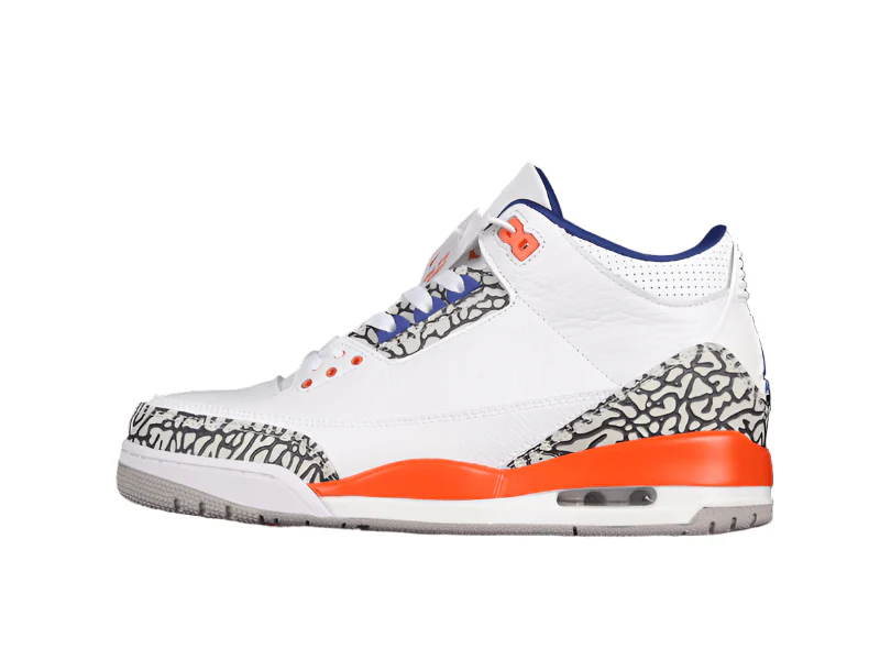 AIR JORDAN 3 RETRO KNICKS WHITE/OLD ROYAL-UNIVERSITY ORANGE-TECH GREY - DEEPREPS