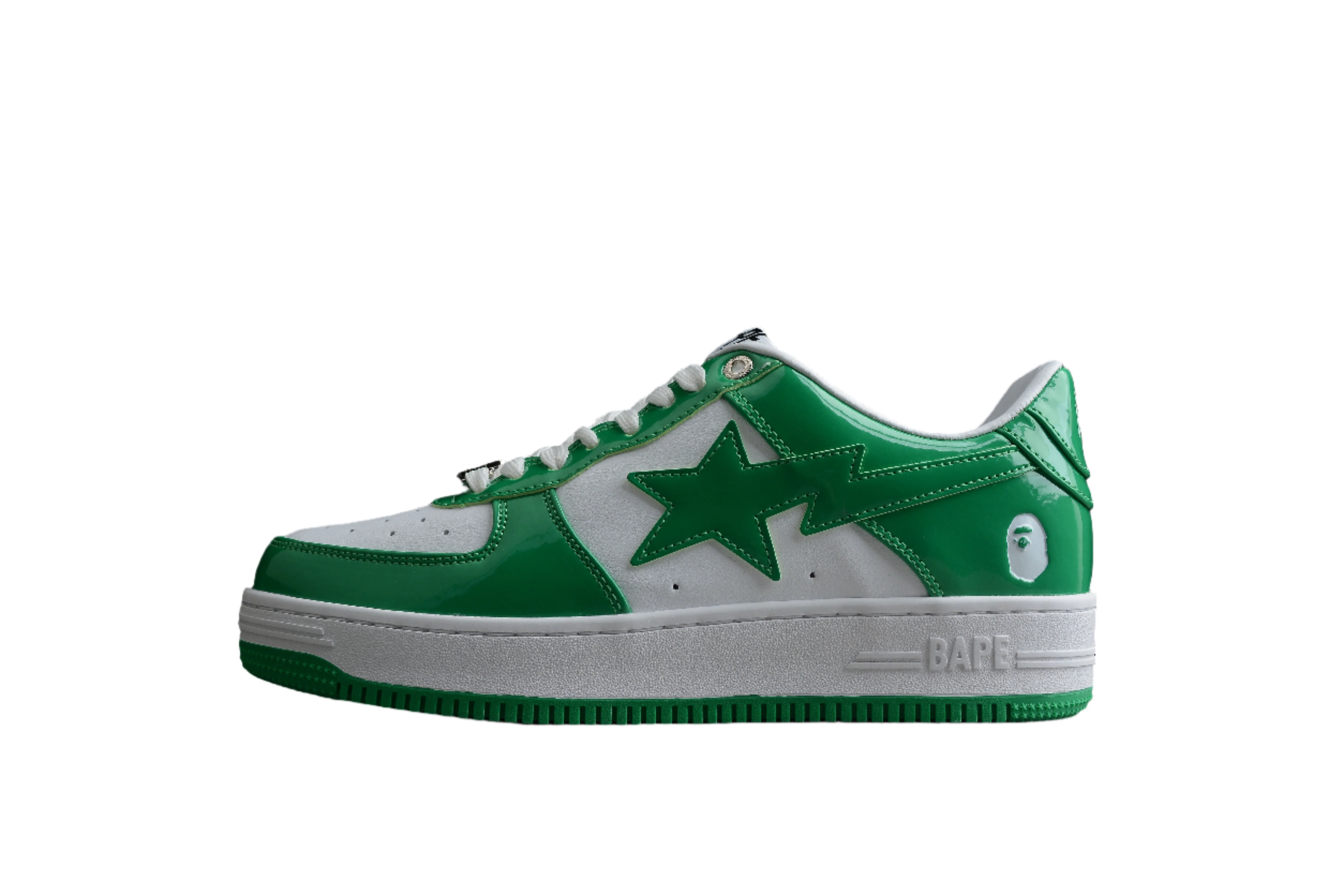 BAPE STA Low-Top Green and White Sneakers - DEEPREPS