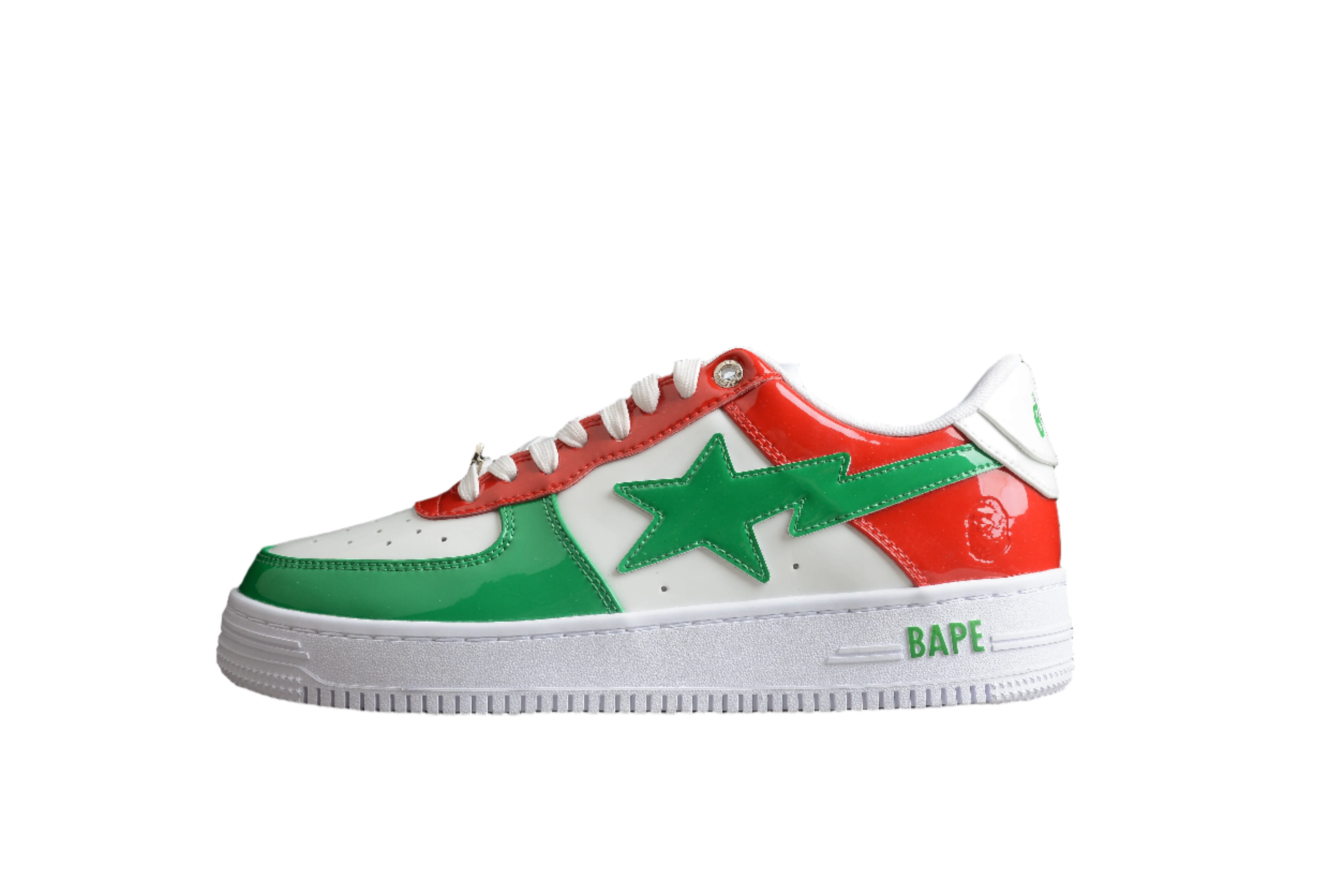 BAPE STA Low-Top Sneakers in Red, Green, and White - DEEPREPS
