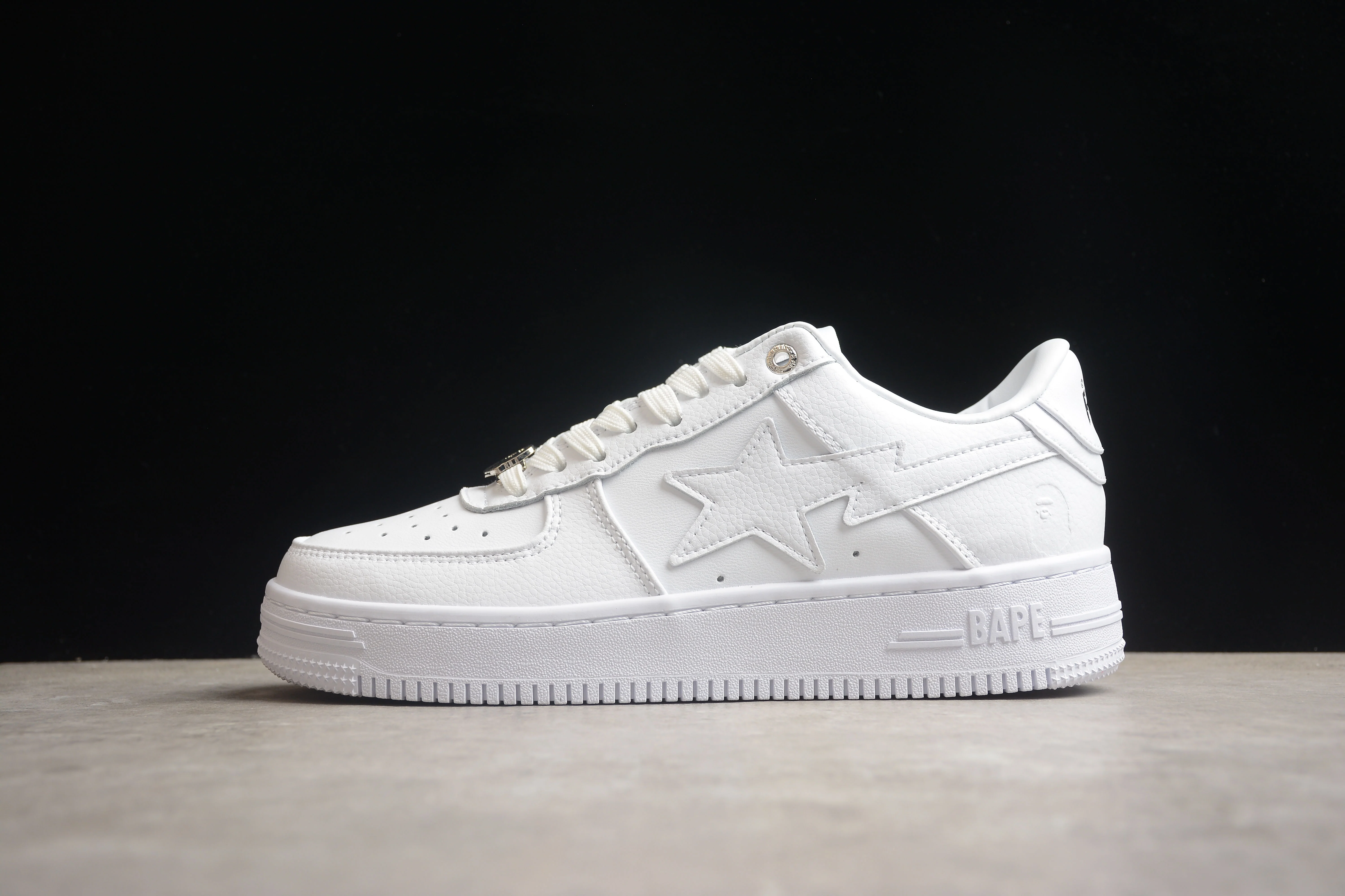 BAPE STA Low-Top Sneakers in All-White - DEEPREPS