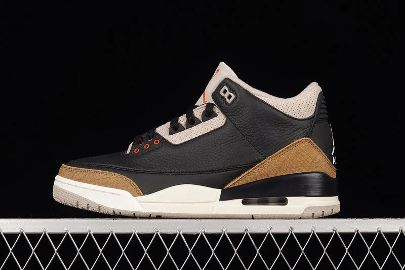 AIR JORDAN 3 RETRO DESERT ELEPHANT BLACK/RUSH ORANGE-FOSSIL STONE - DEEPREPS