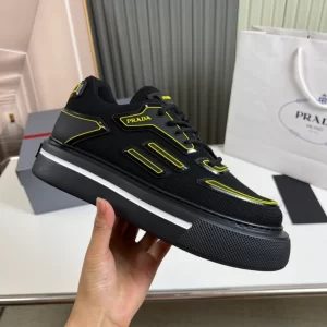 PRADA MACRO RE-NYLON AND BRUSHED LEATHER SNEAKERS – PRD060 - DEEPREPS