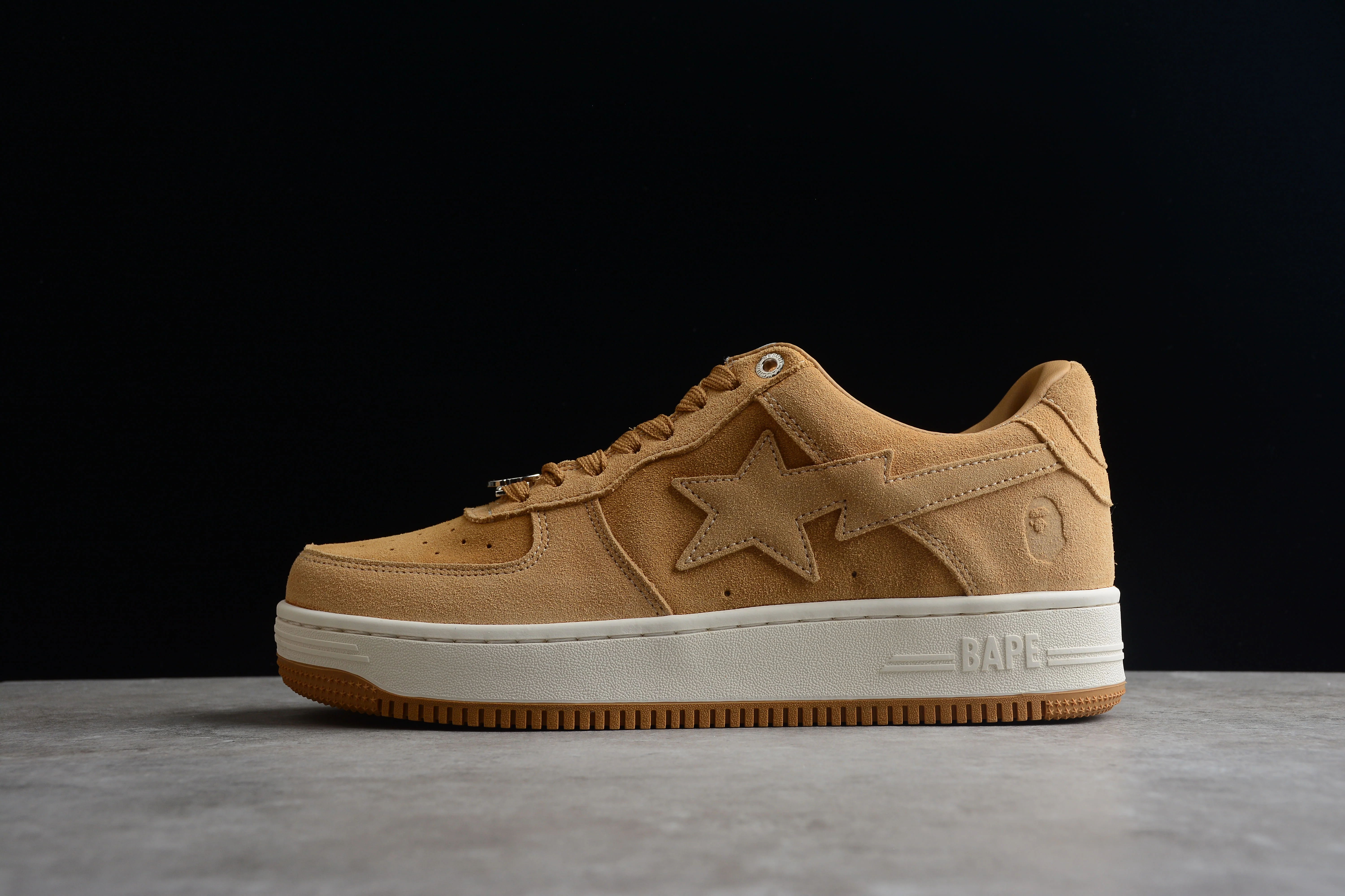 BAPE STA Low-Top Tan Suede Sneakers - DEEPREPS