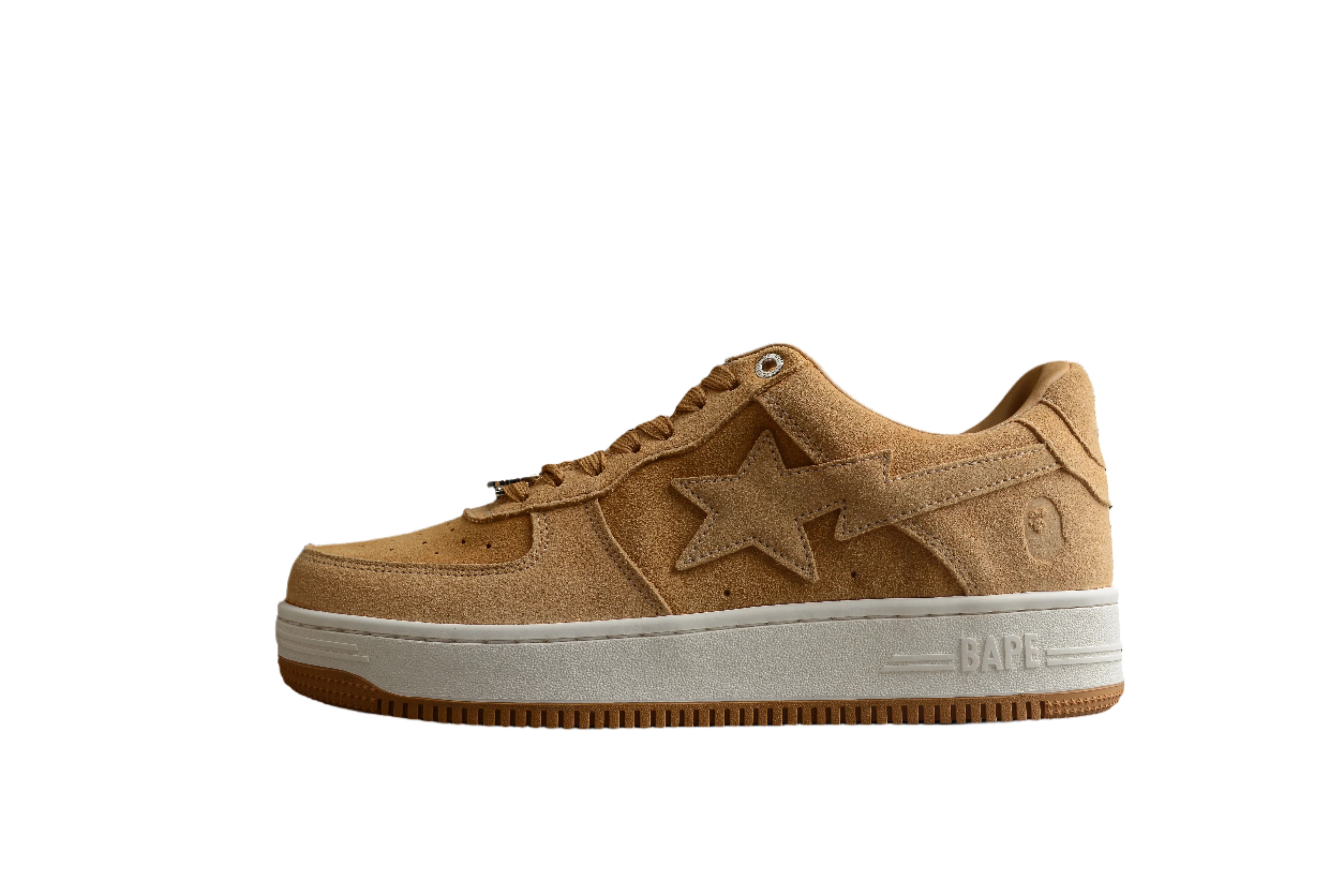 BAPE STA Low-Top Tan Suede Sneakers - DEEPREPS