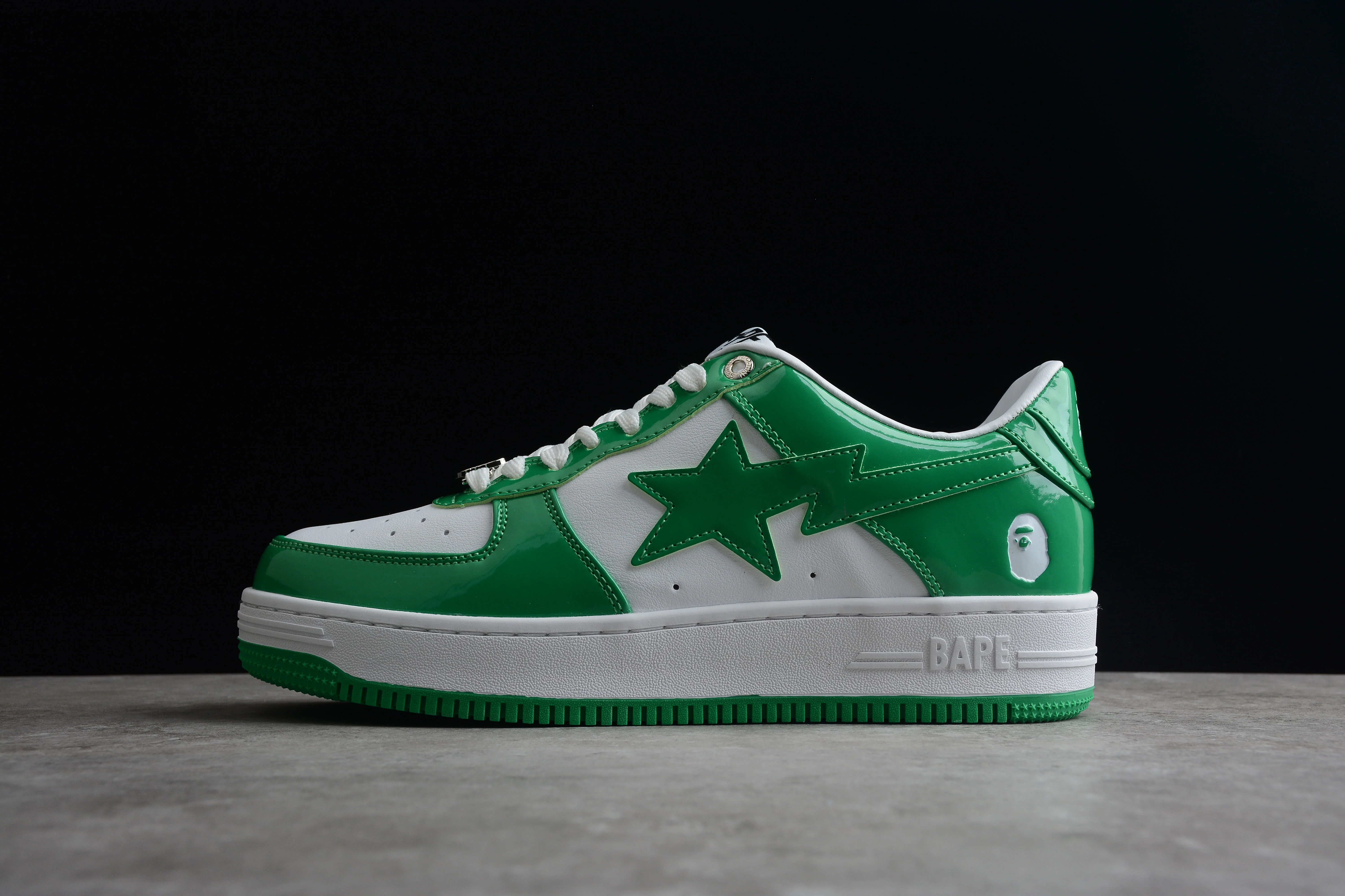 BAPE STA Low-Top Green and White Sneakers - DEEPREPS