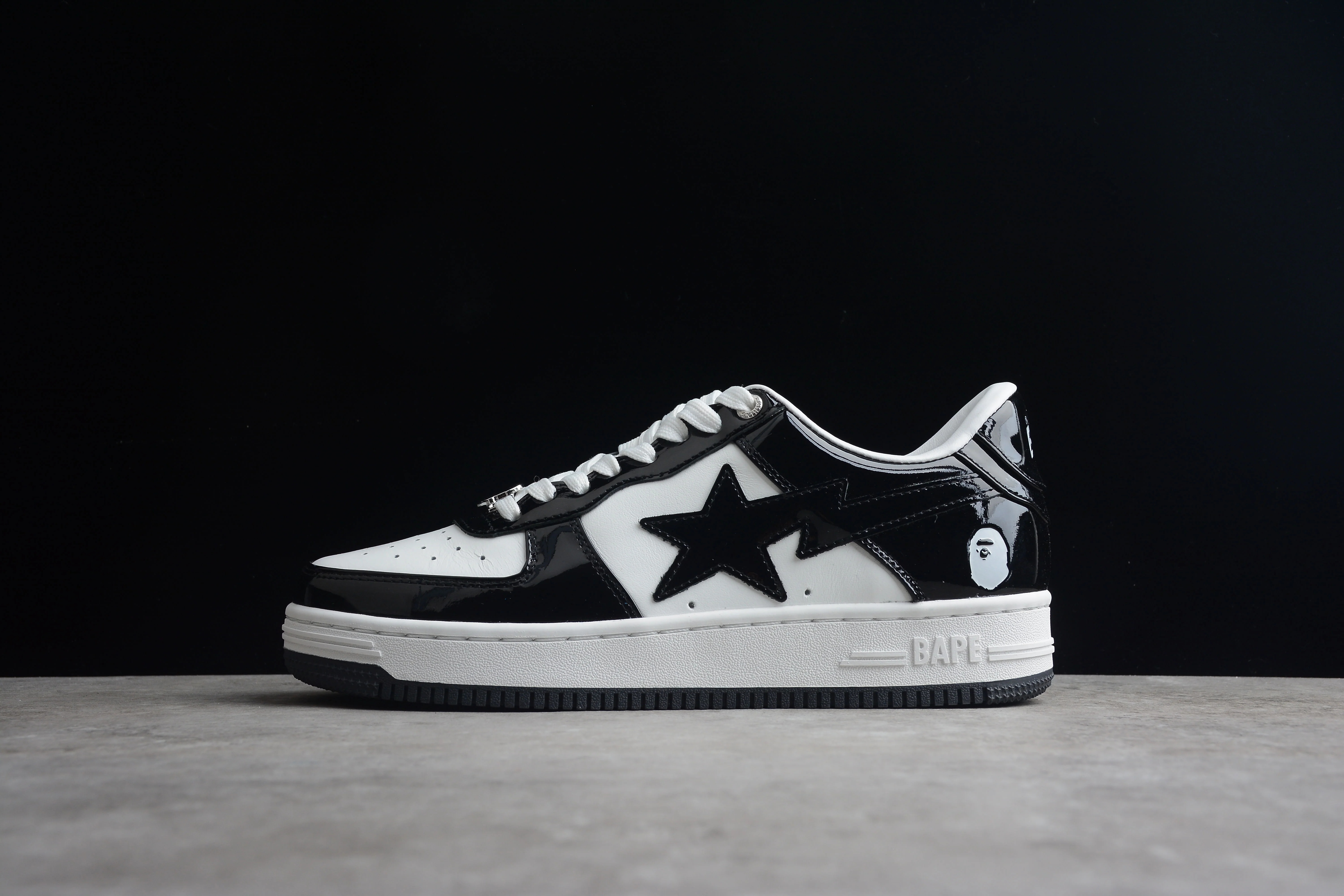 BAPE STA Low-Top Sneakers in Black and White - DEEPREPS