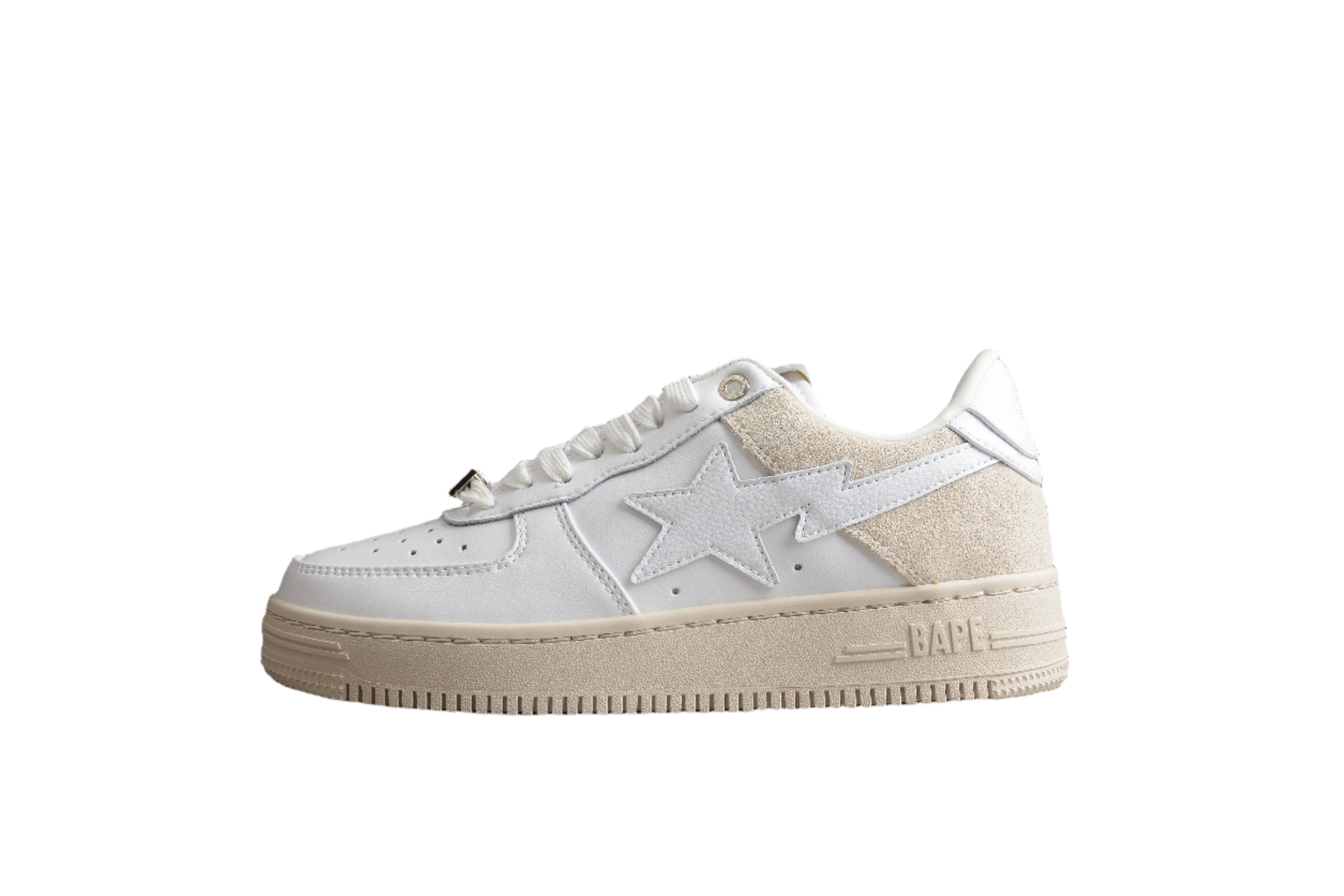 BAPE STA Low-Top Sneakers in White and Cream - DEEPREPS