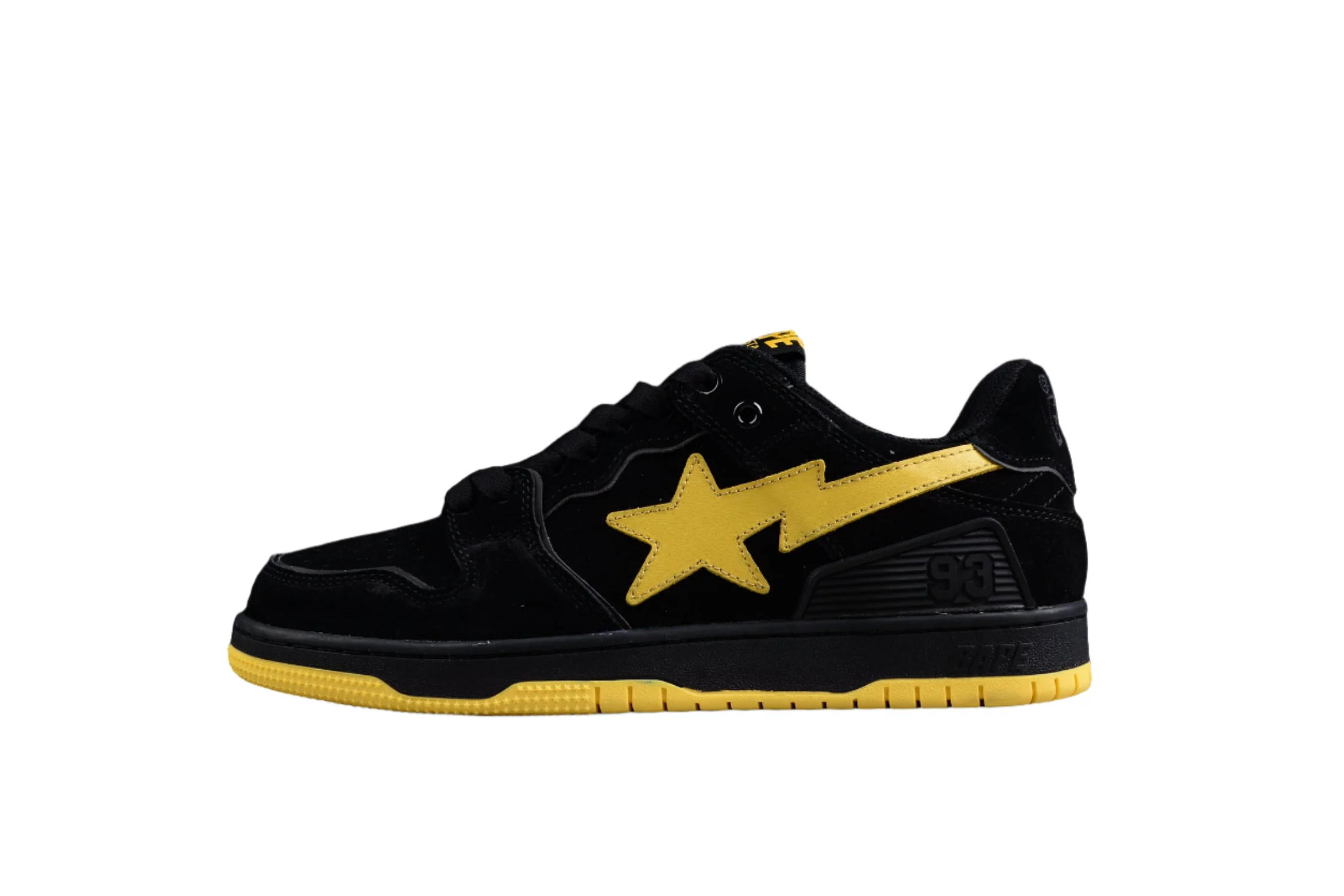 BAPE STA Low-Top Sneakers in Black and Yellow - DEEPREPS