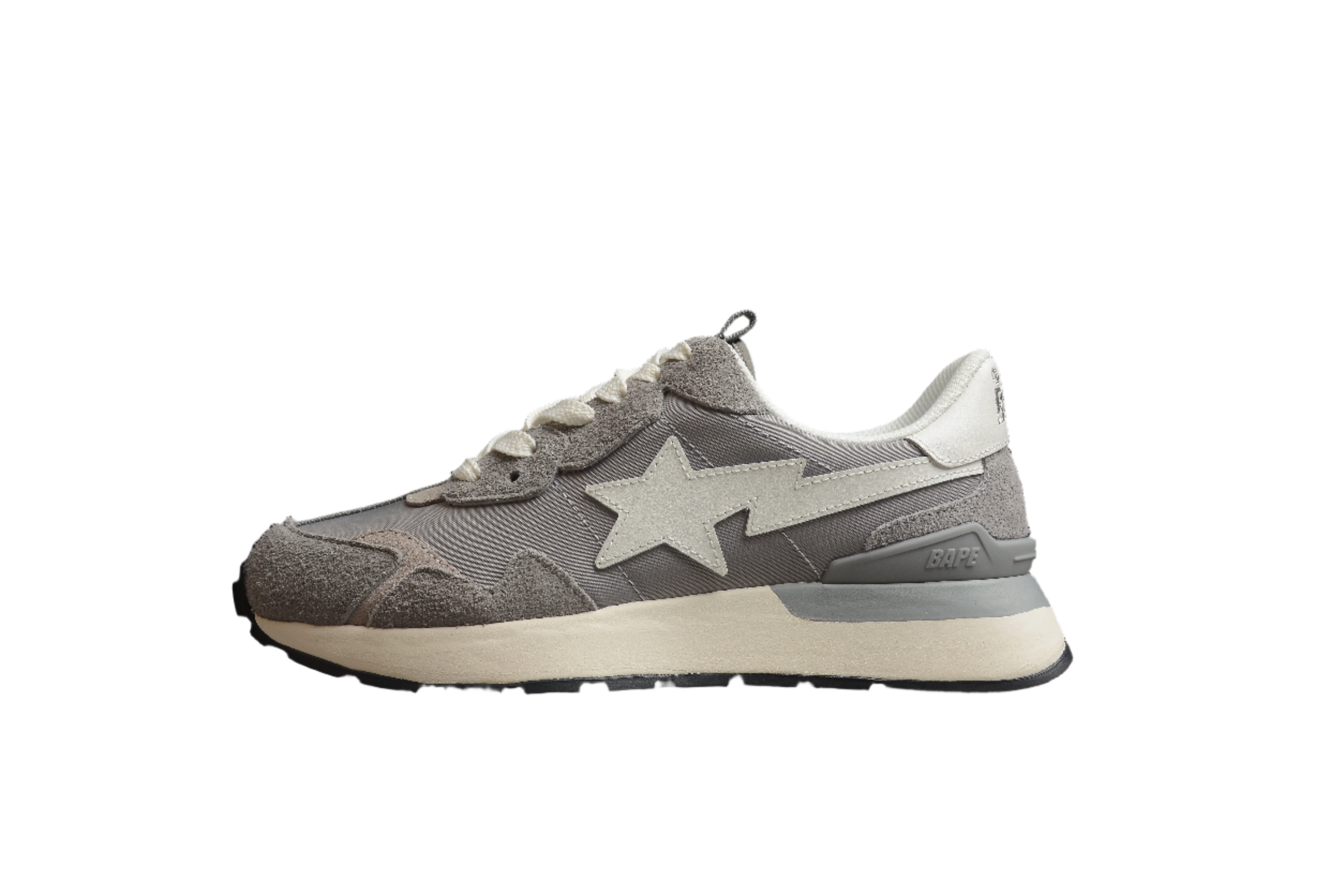 BAPE STA Runner Sneakers in Grey and White - DEEPREPS