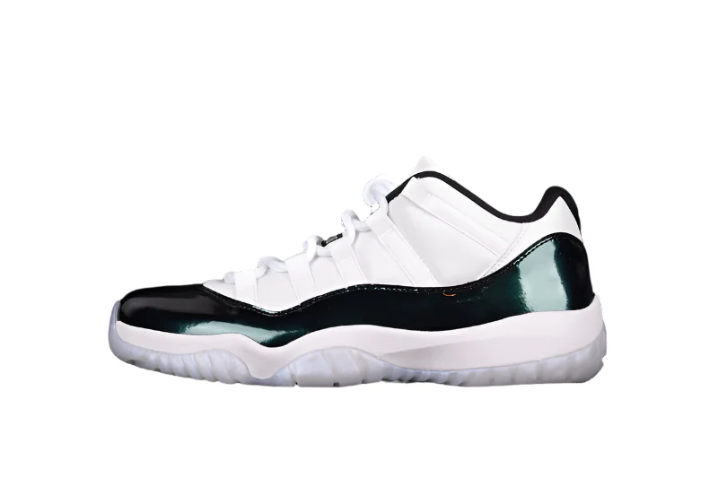 AIR JORDAN 11 RETRO LOW EMERALD WHITE/EMERALD RISE-BLACK - DEEPREPS