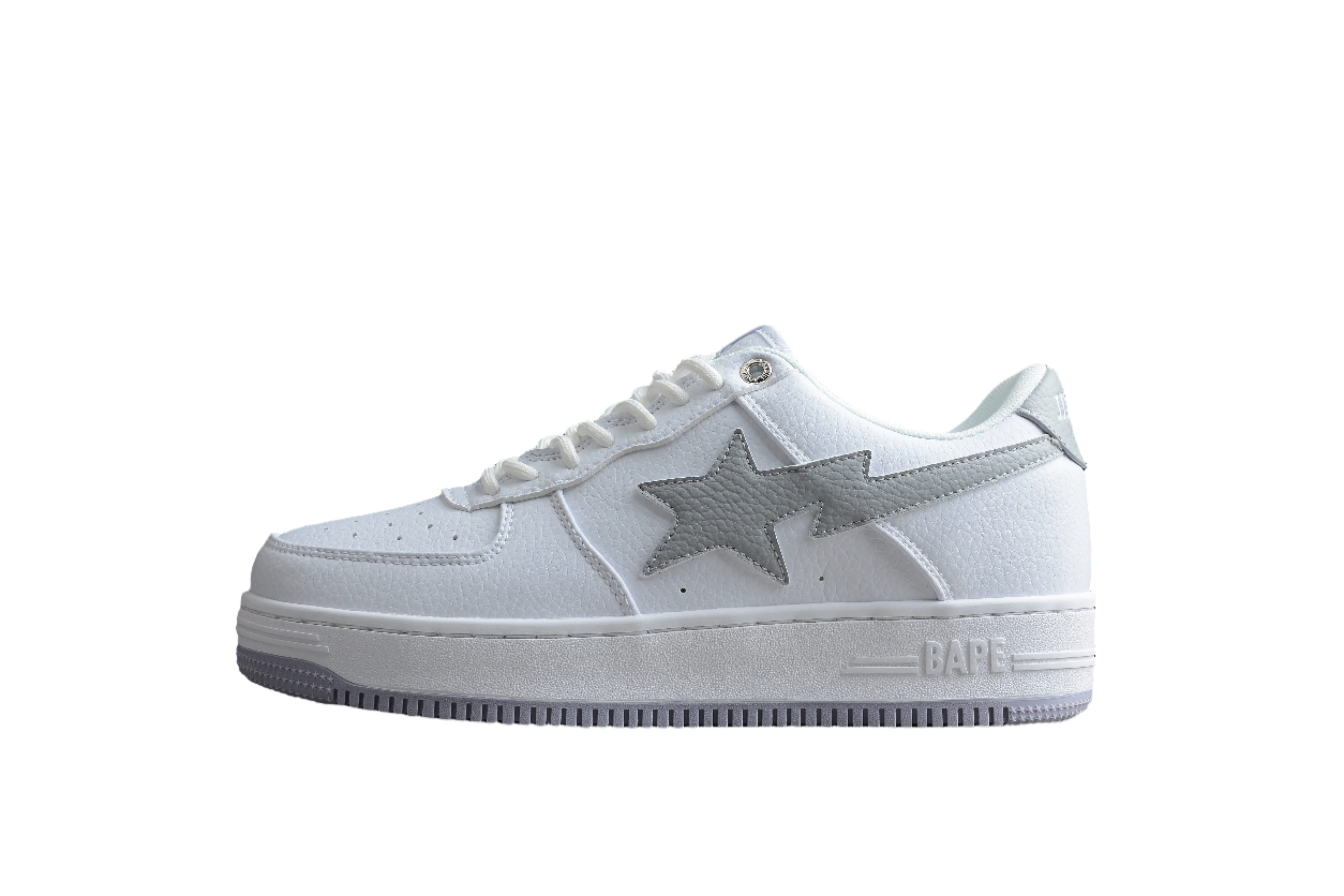 BAPE STA Low-Top Sneakers in White and Gray - DEEPREPS