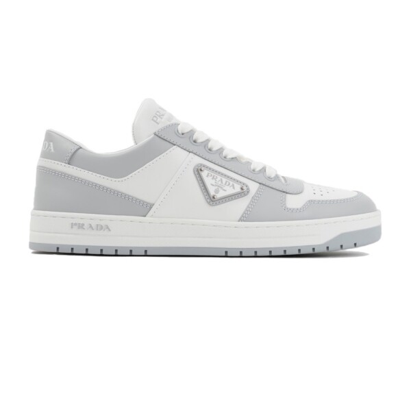 DOWNTOWN LEATHER SNEAKERS IN WHITE AND LACQUER GRAY – PRD009 - DEEPREPS