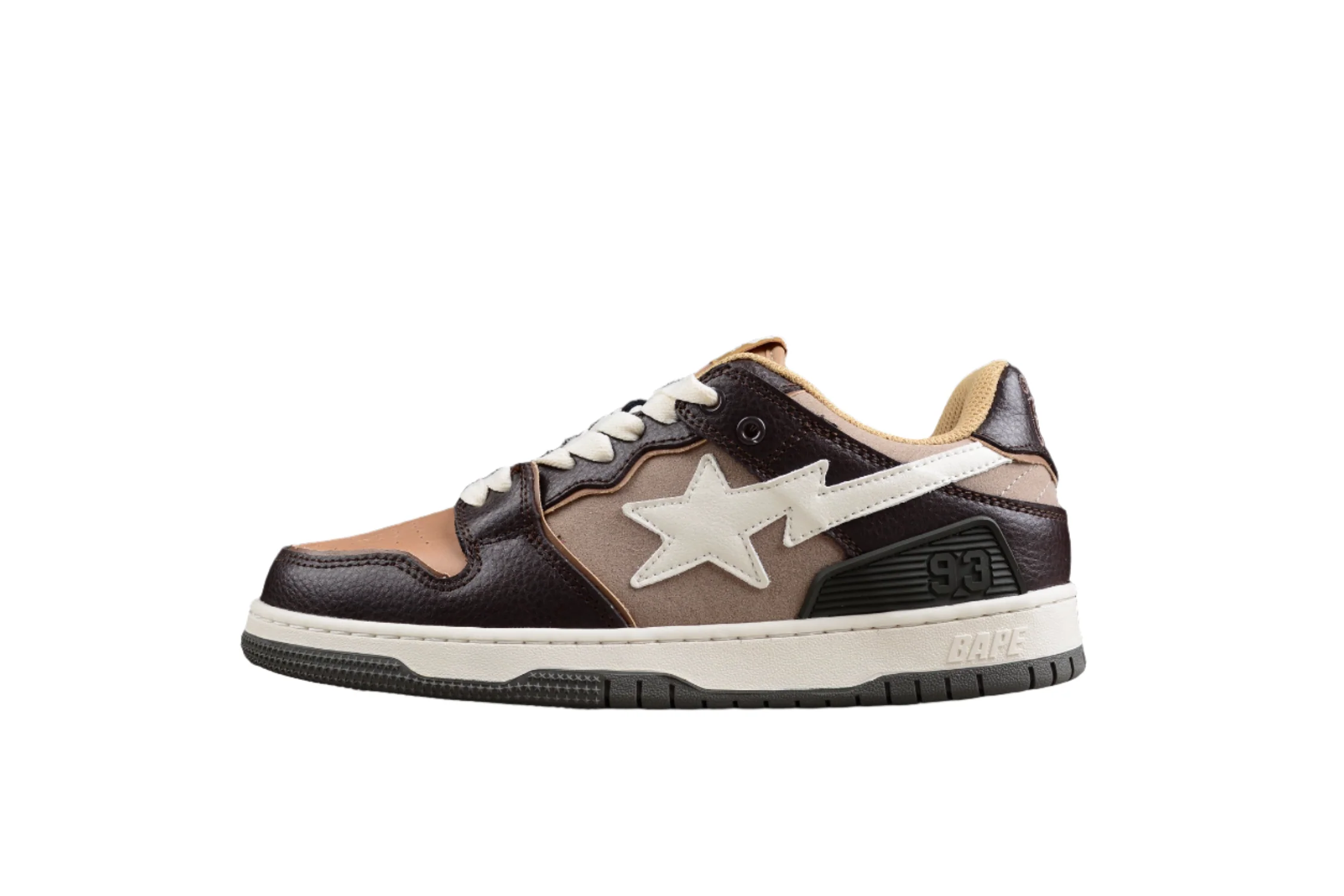 BAPE STA Low-Top Sneakers in Brown and Beige - DEEPREPS