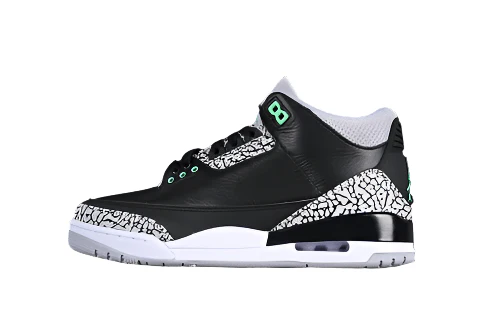 AIR JORDAN 3 RETRO GREEN GLOW BLACK/GREEN GLOW/WOLF GREY/WHITE - DEEPREPS