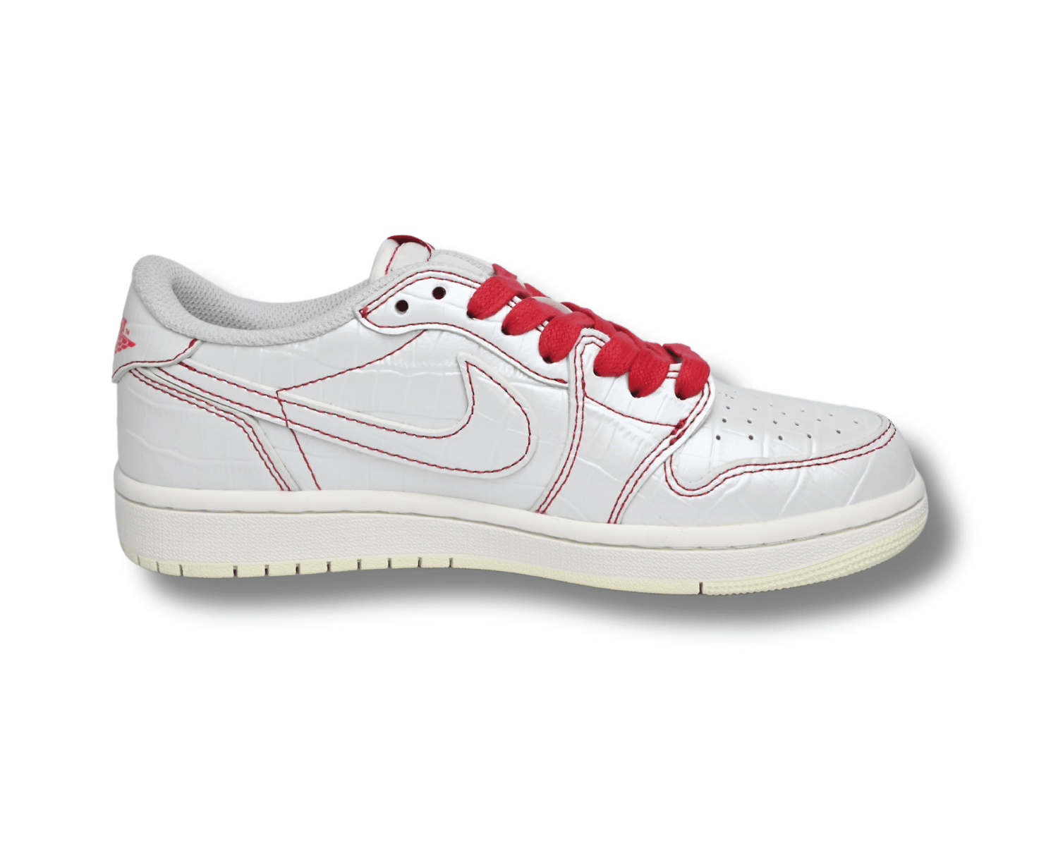 Travis Scott Jordan 1 Low Red/white Custom - DEEPREPS