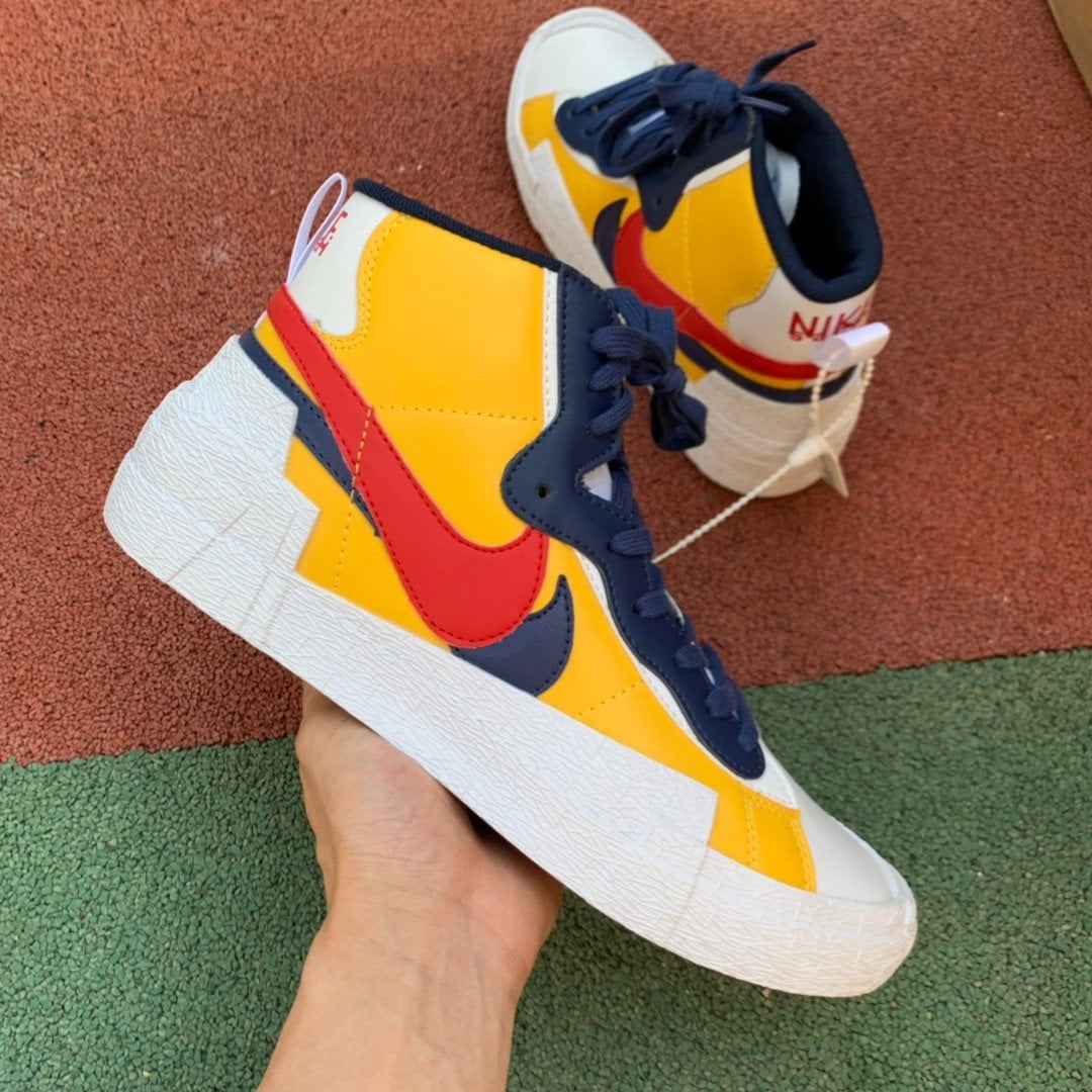 Nike Blazer Mid Sacai White Yellow - DEEPREPS