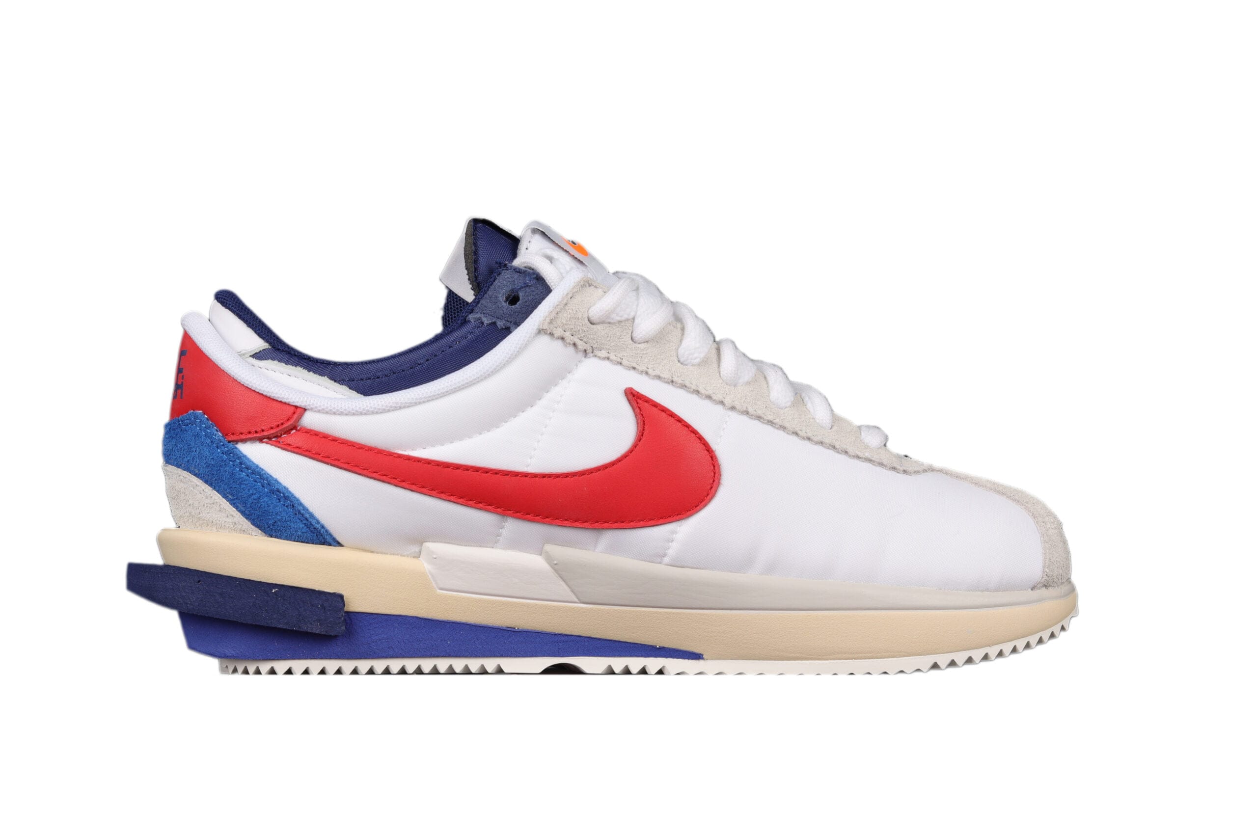 Sacai x Nike Cortez White Red Navy Blue - DEEPREPS