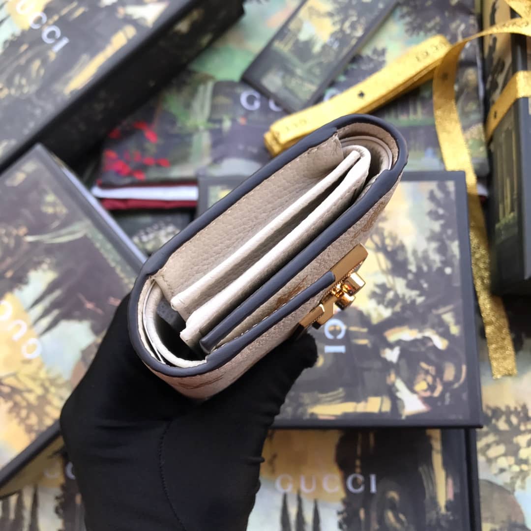 Gucci Padlock Bee Star Print Calfskin Wallet Replica 453155 - DEEPREPS