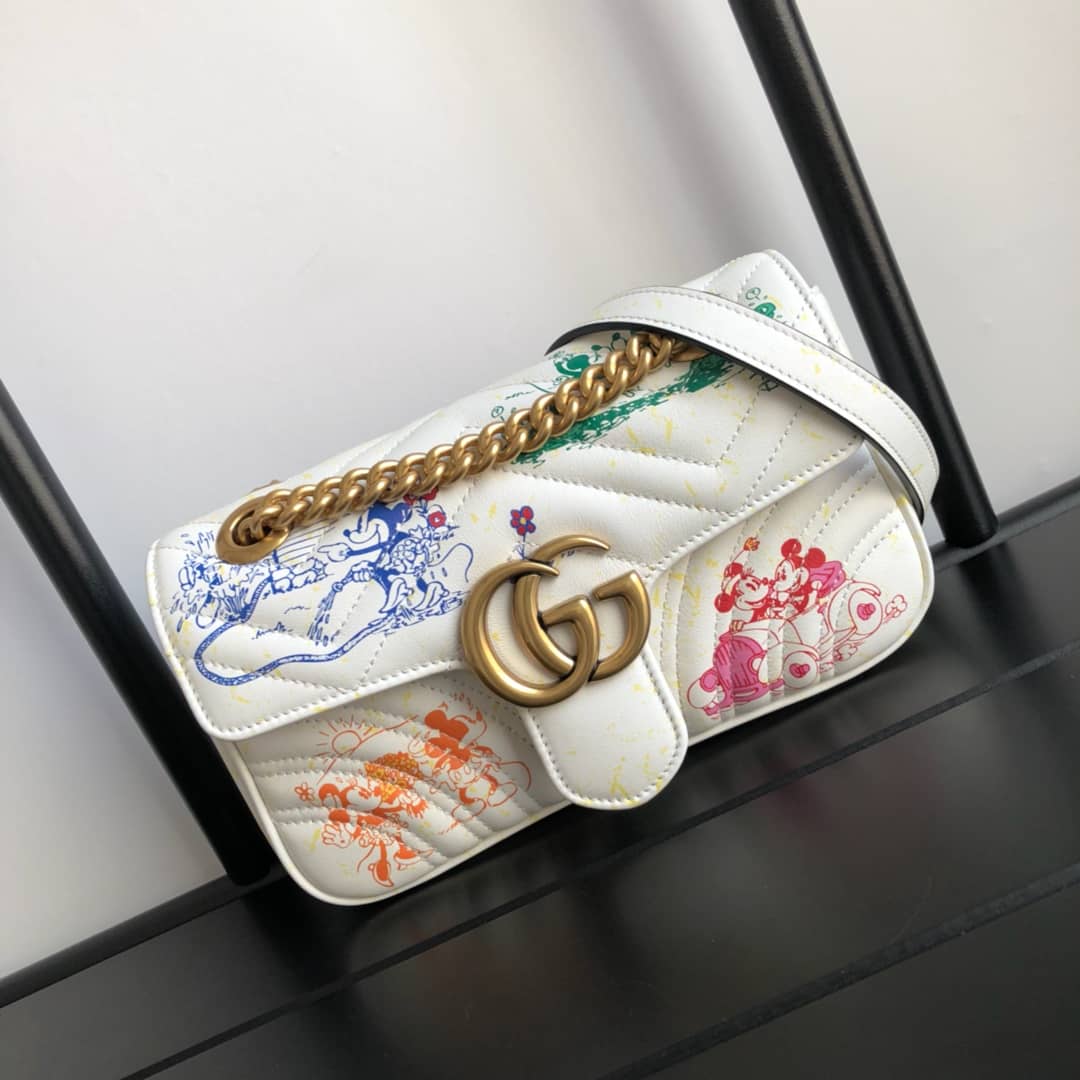 Gucci GG Marmont Mini Matelasse Shoulder Bag Replica White 446744 - DEEPREPS